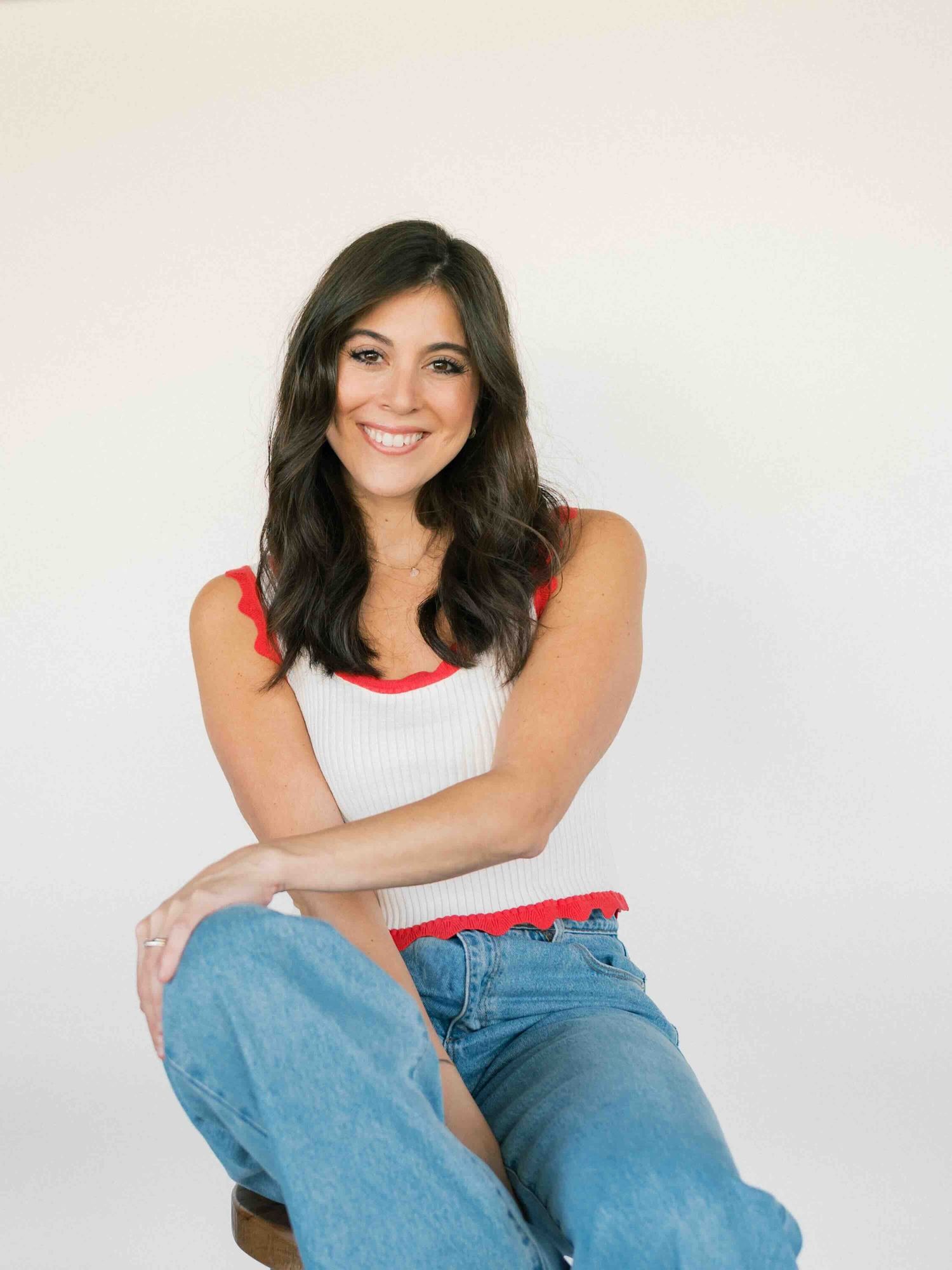 woman sitting and posing during headshots in mobile alabama