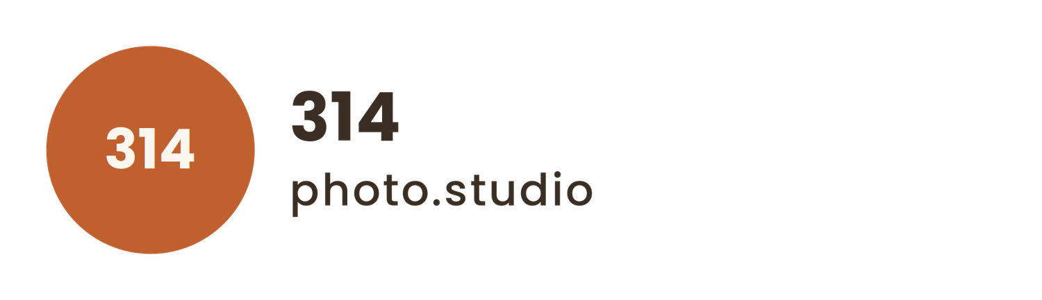 314 photo.studio logo with burnt orange circle icon on white background.
