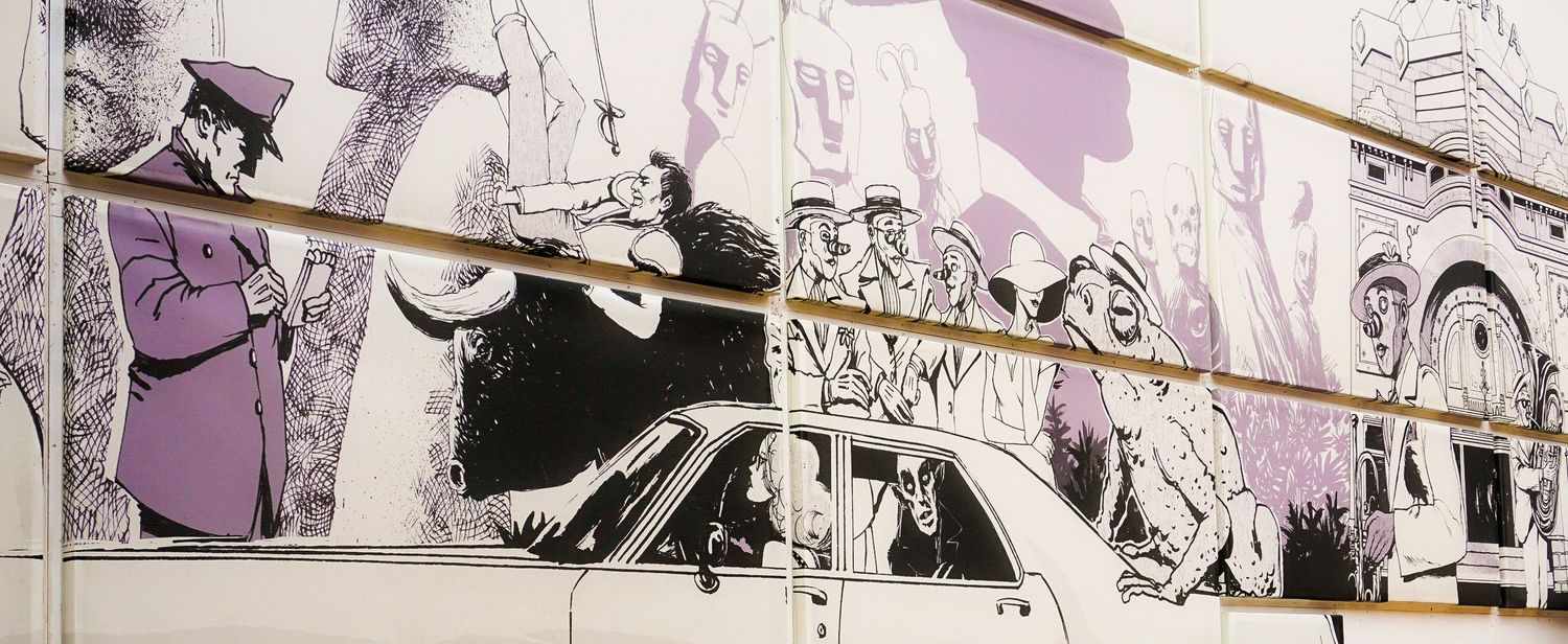 Black and white comic strip panels showing sequential artwork.