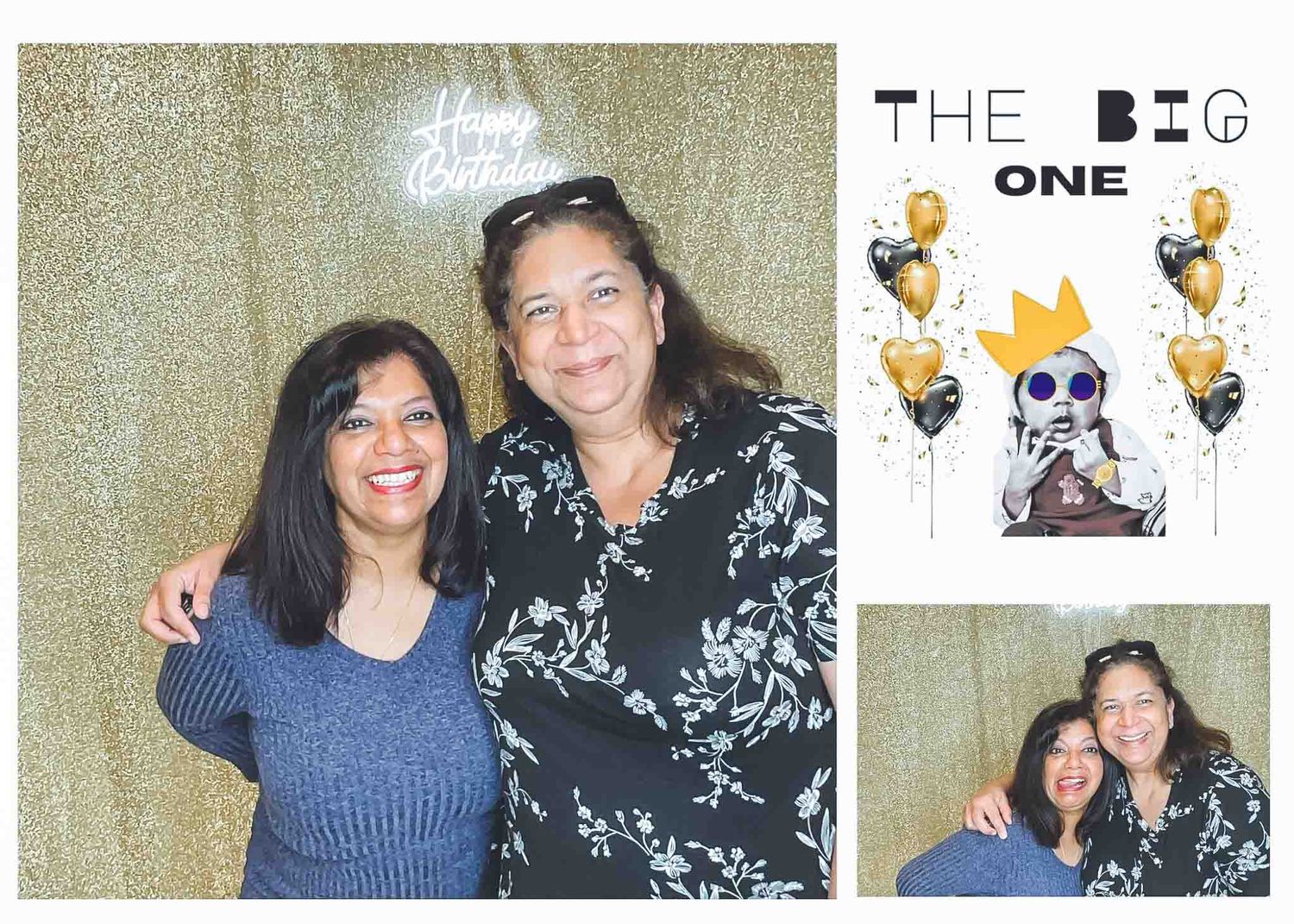A collection of casual group photos with people smiling and posing together at an event.