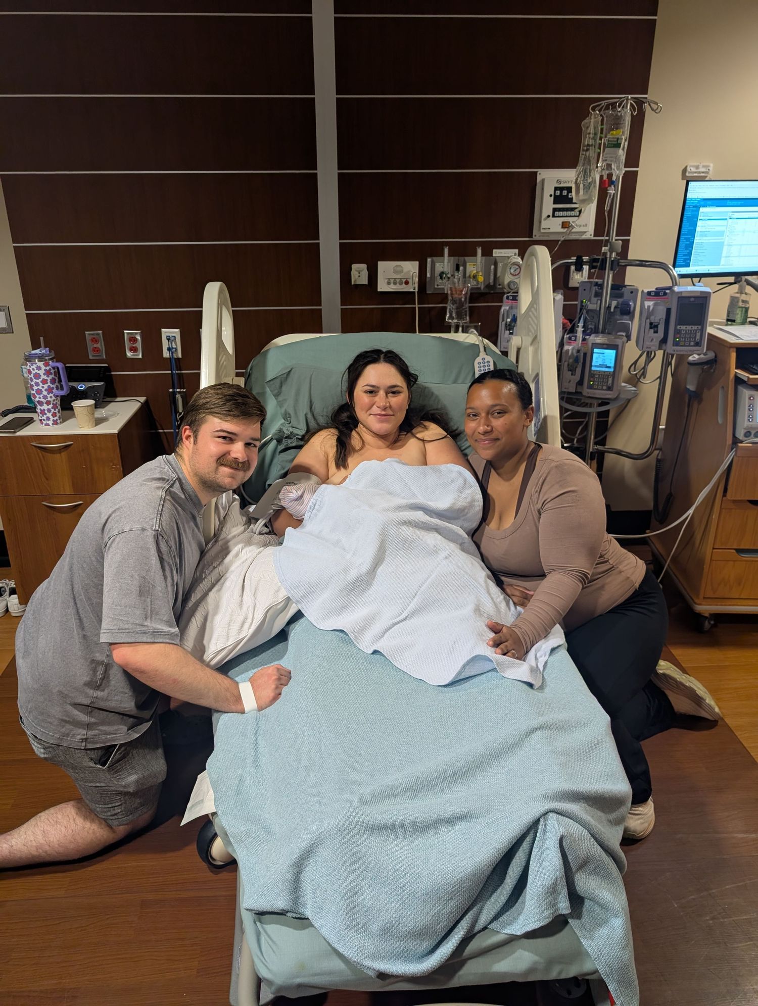 after birth photo with client