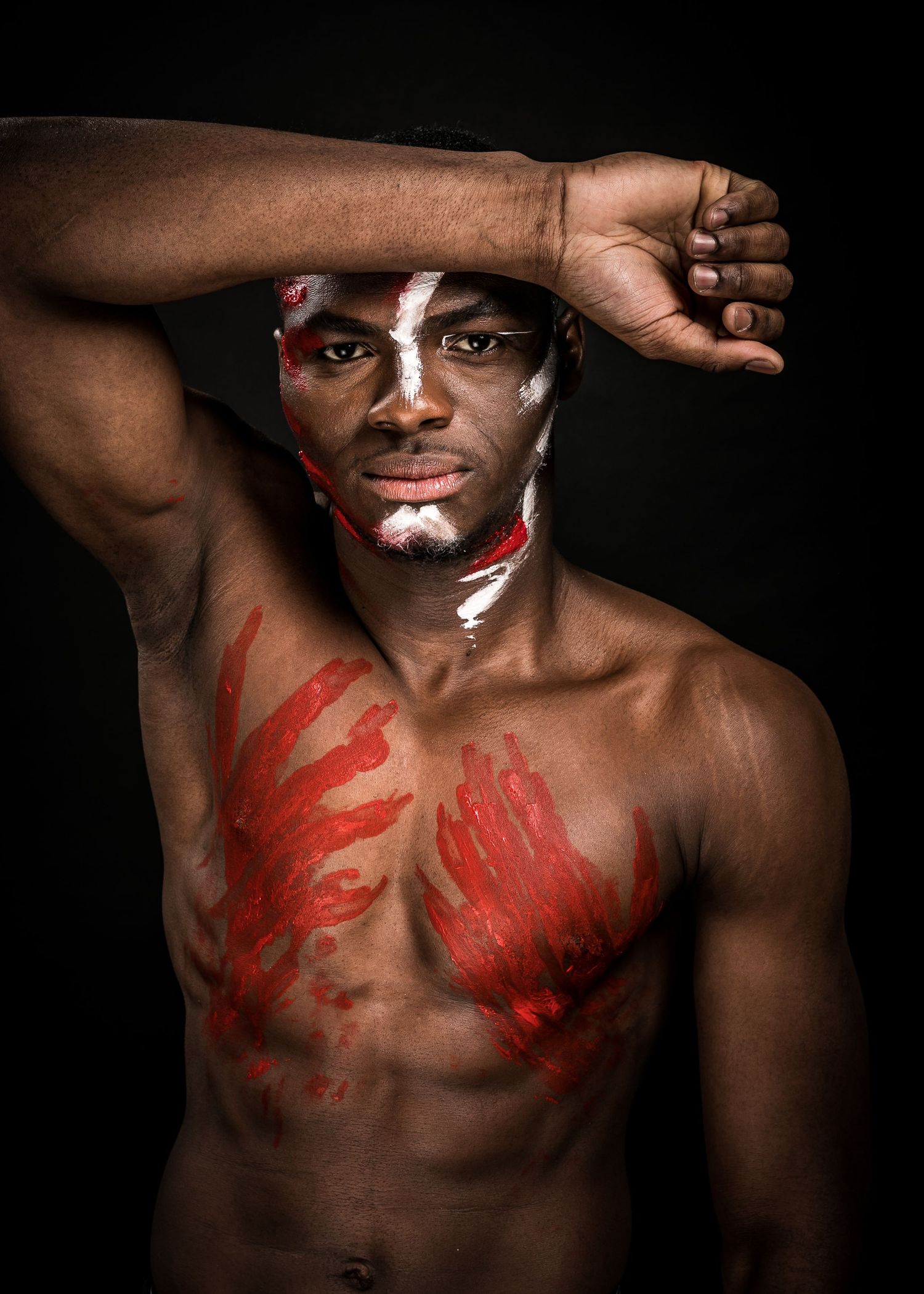 protrait homme torse nu pour l'école de maquillage de Luca à Lille