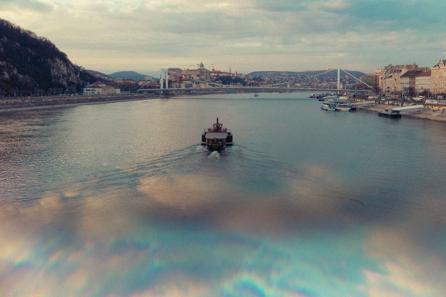Boat on the river Danube in Budapest