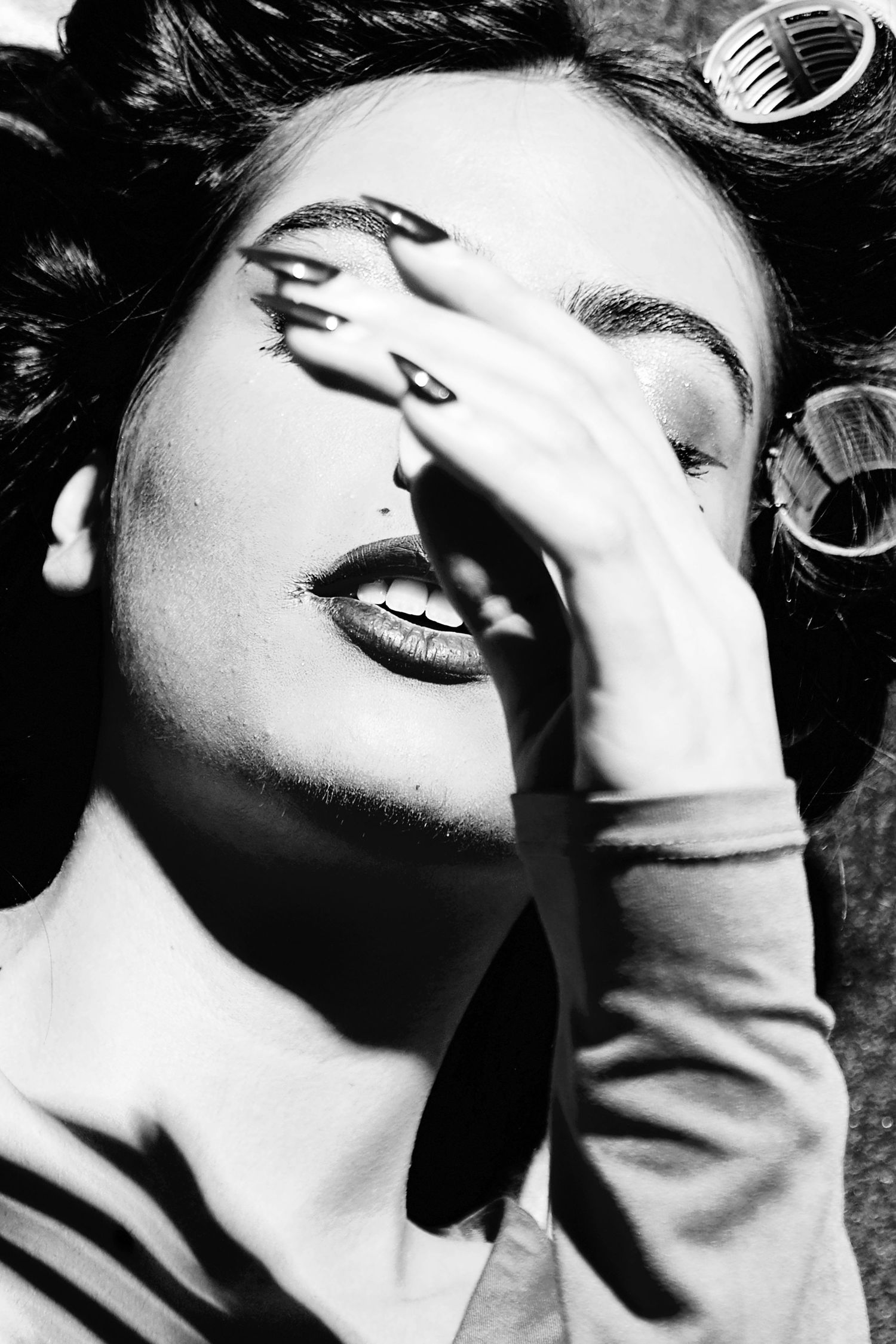 Black and white portrait of a vintage girl