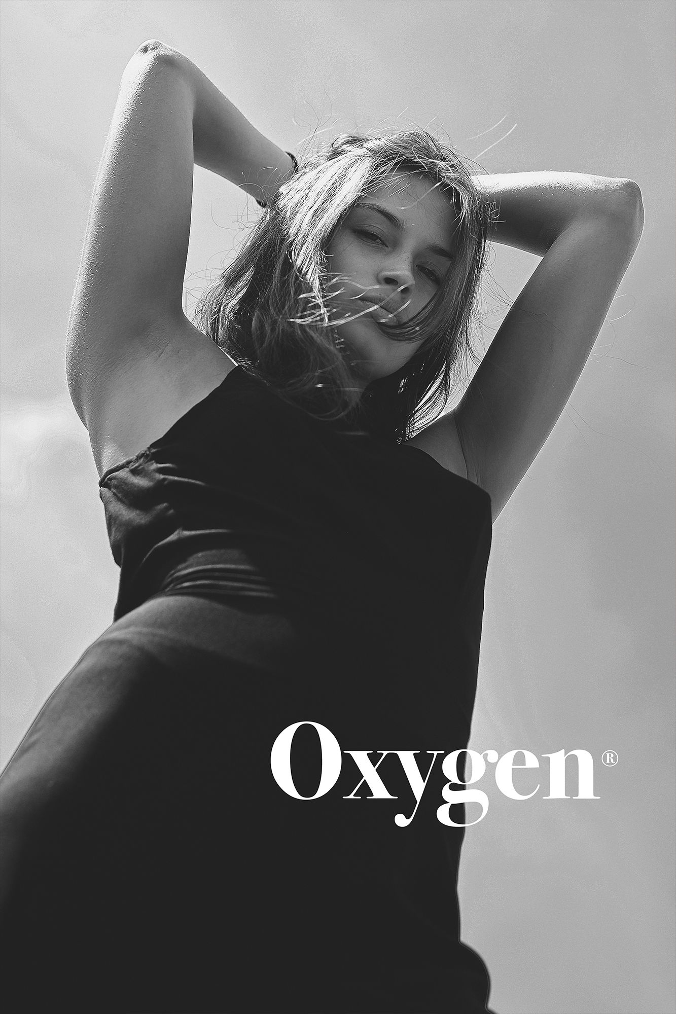 Advertising campaign photoshoot with a model in black and white mood