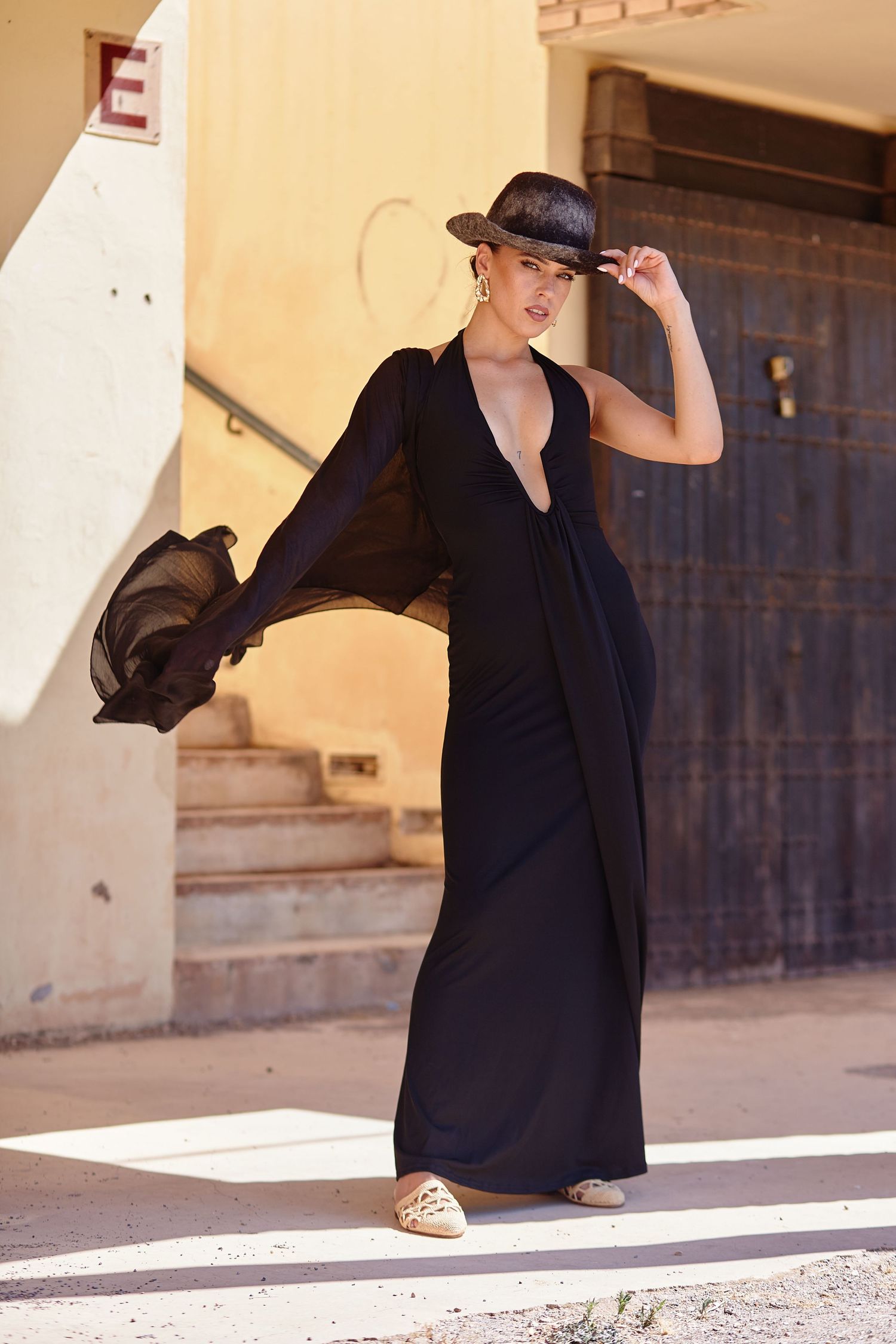 fashion black dress sunday in Marrakech by Ahmed Bahhodh