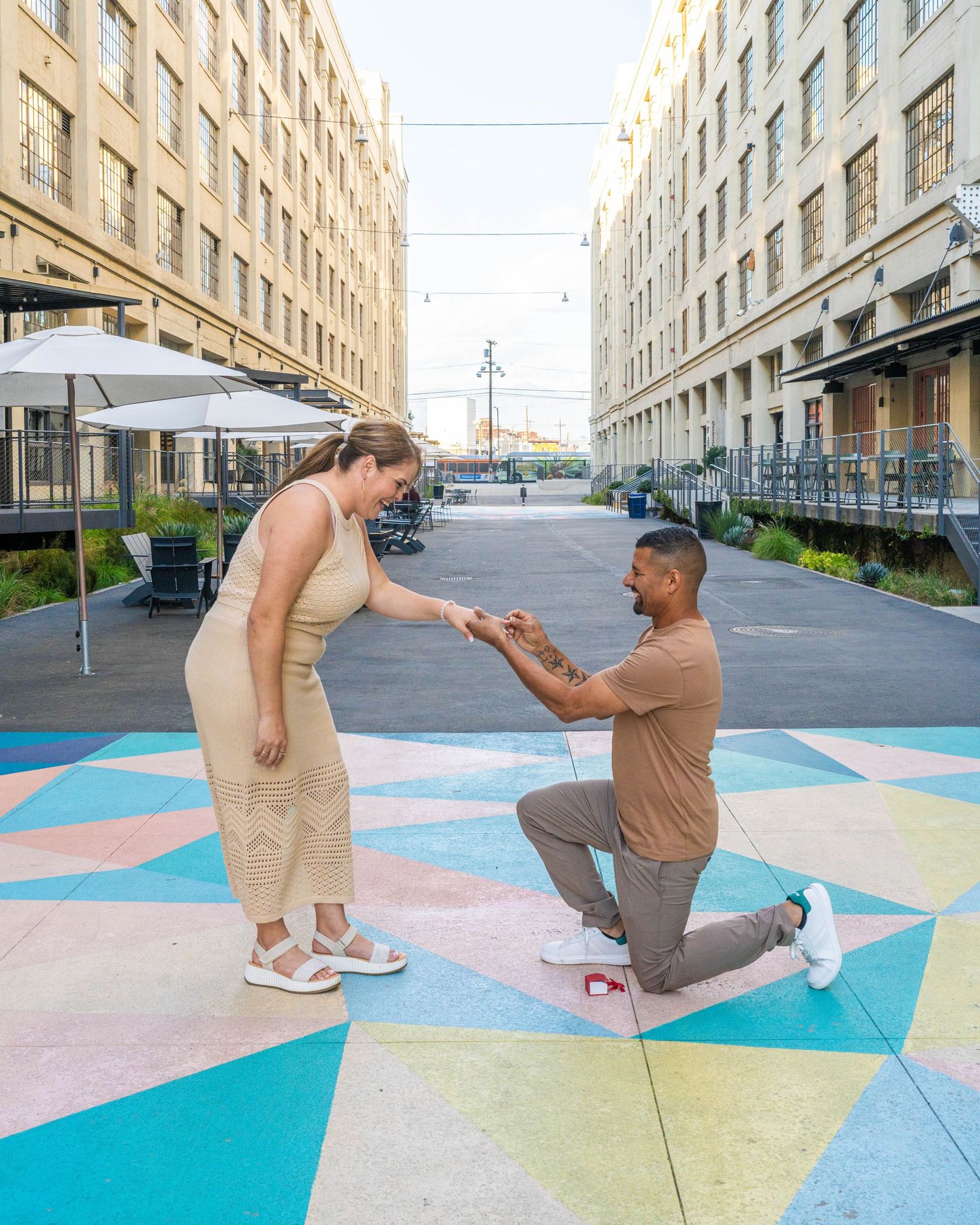 Surprise Proposal Photography at the ROW DTLA in Los Angeles California by Photographer Tim Guerrero from Pasadena