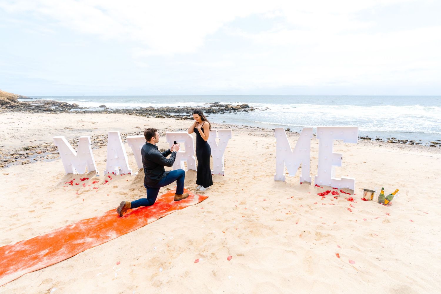 Surprise Proposal Photography at Private Beach in Laguna Beach California by Photographer Tim Guerrero from Pasadena