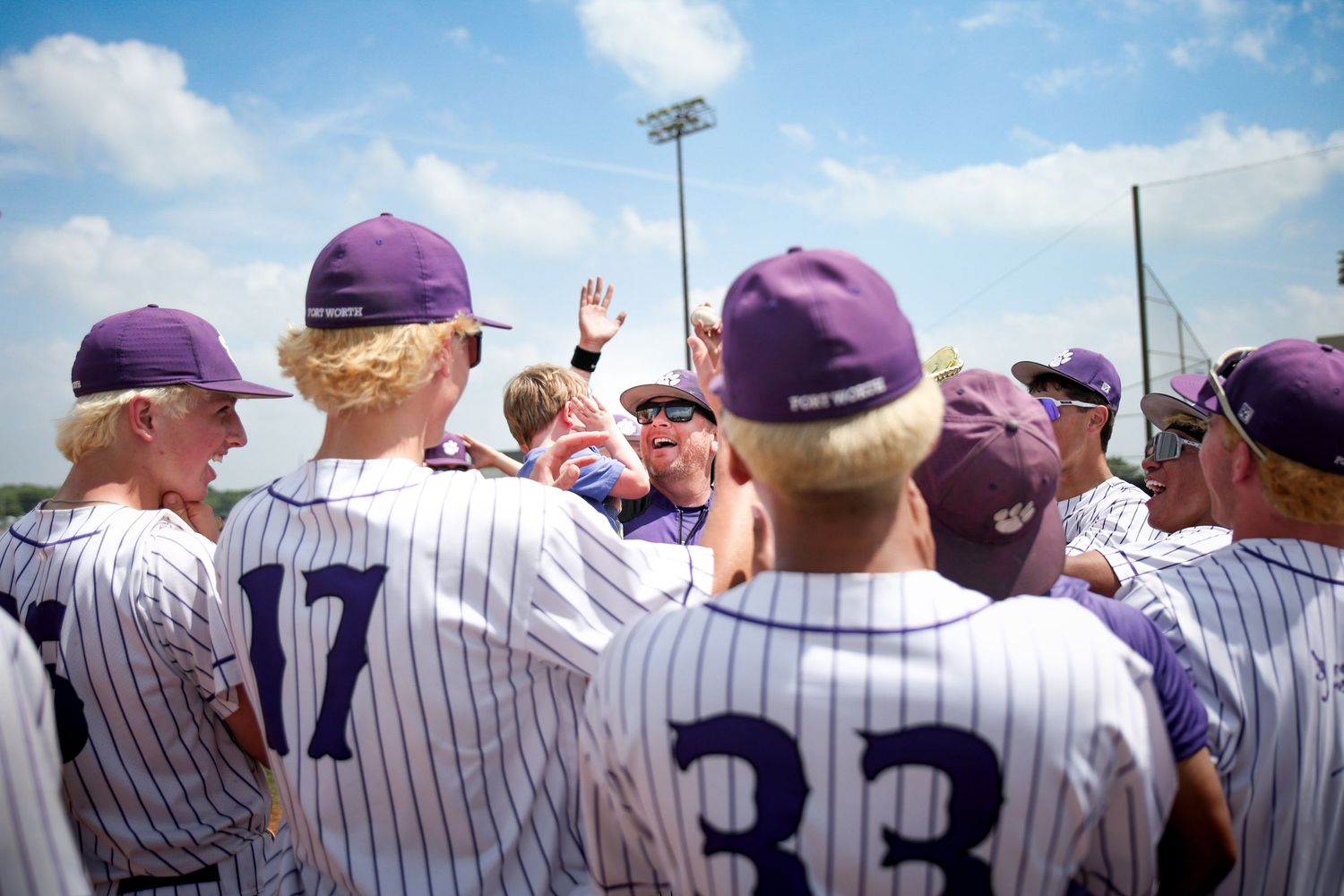 R.L. Paschal High School Varsity Baseball team celebrates after beating rivals Arlington Heights in the FWISD District Championship Game.