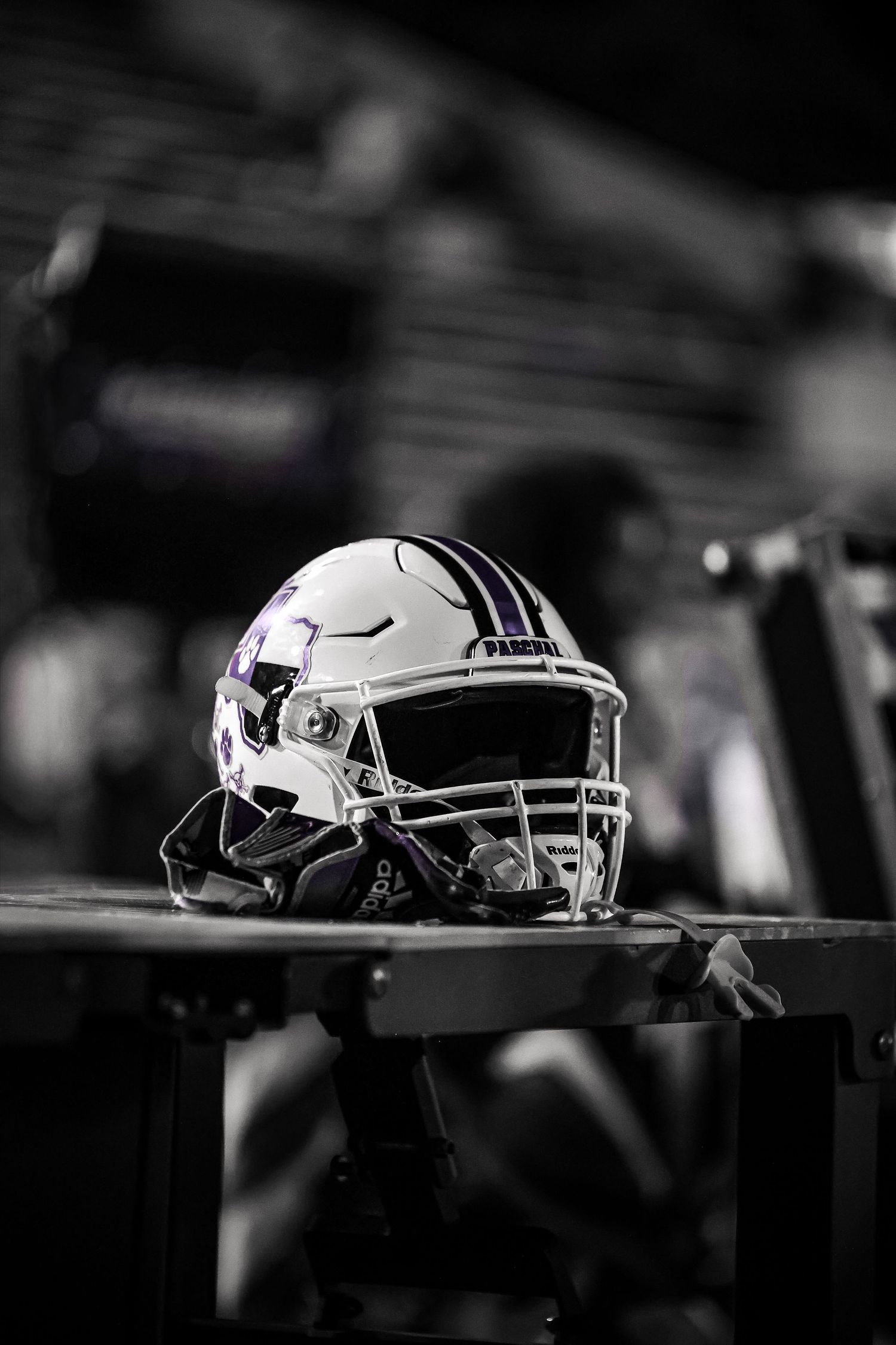 R.L. Paschal High School helmet resting at the historic Farrington Field in Fort Worth, Texas.