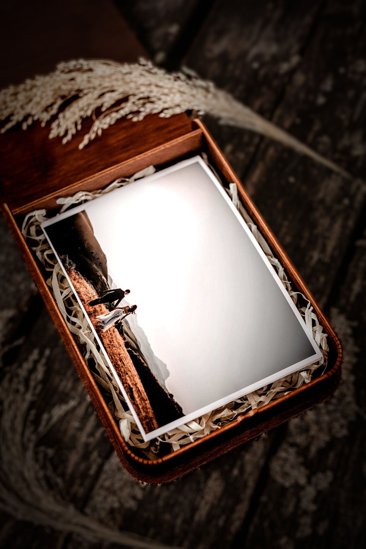 A series of vintage wooden mirrors with ornate frames shown at different angles on a dark textured background.