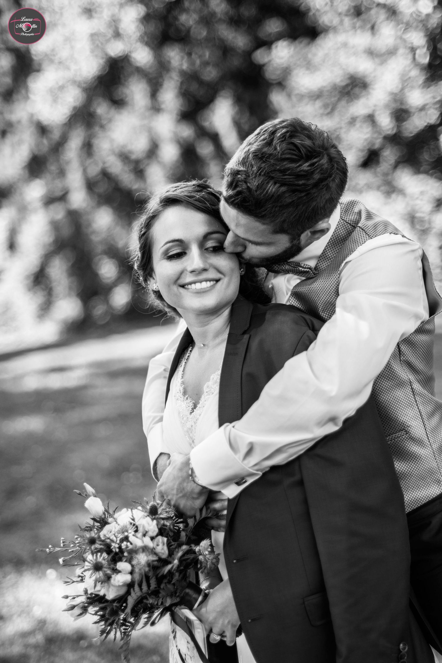 Black and white candid wedding moments captured in sequence.