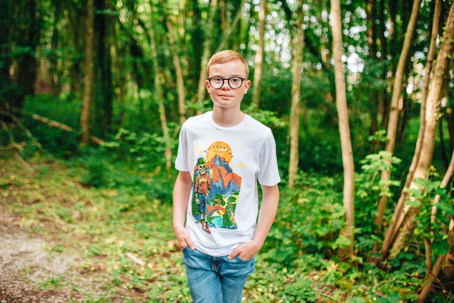 A series of casual portraits taken in a wooded setting with natural lighting.