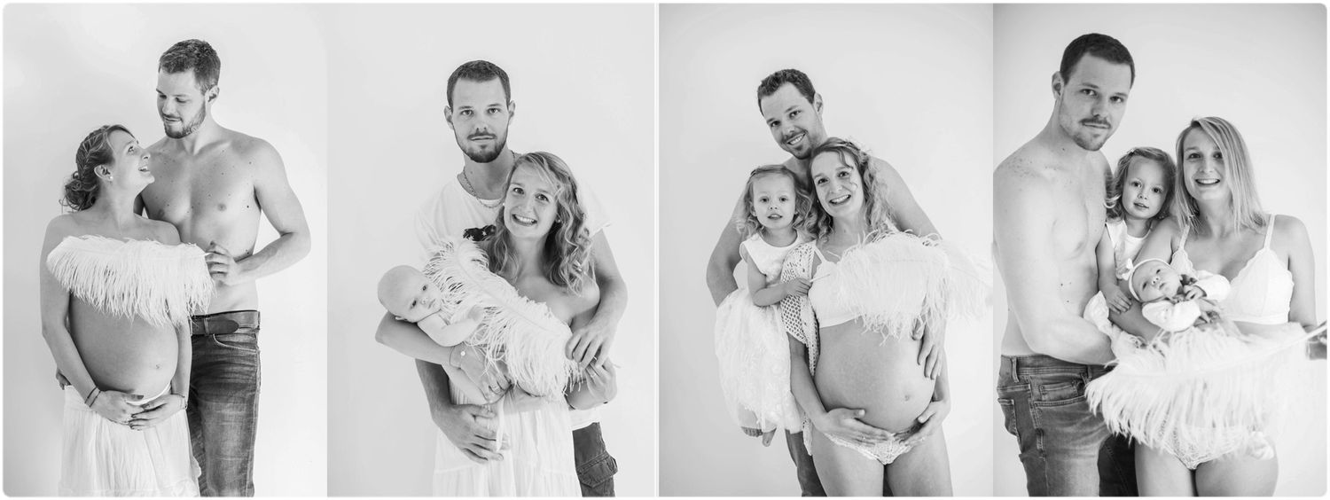 Black and white photography series capturing intimate family moments and connections.