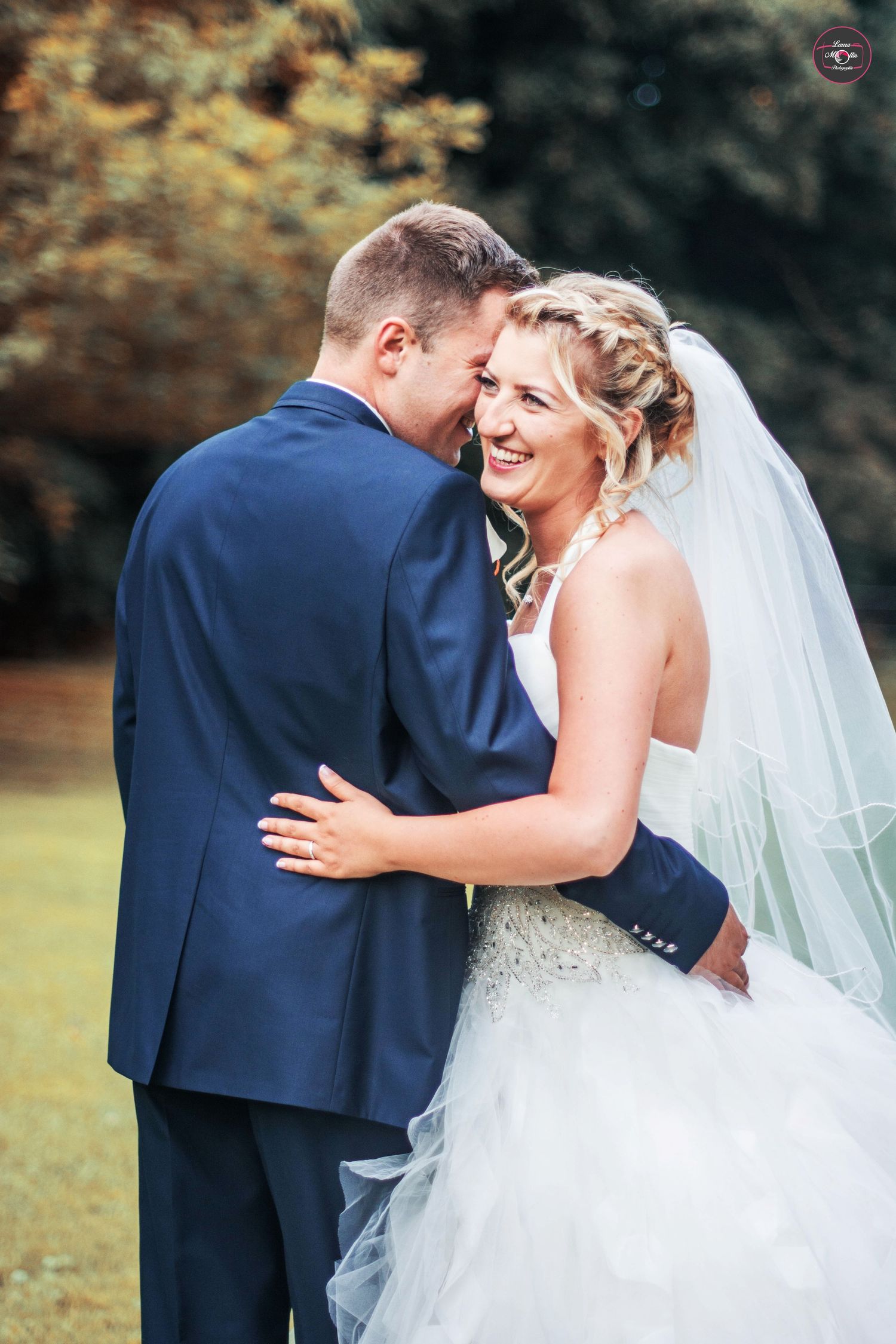 Sequence of tender moments between newlyweds in a garden setting.