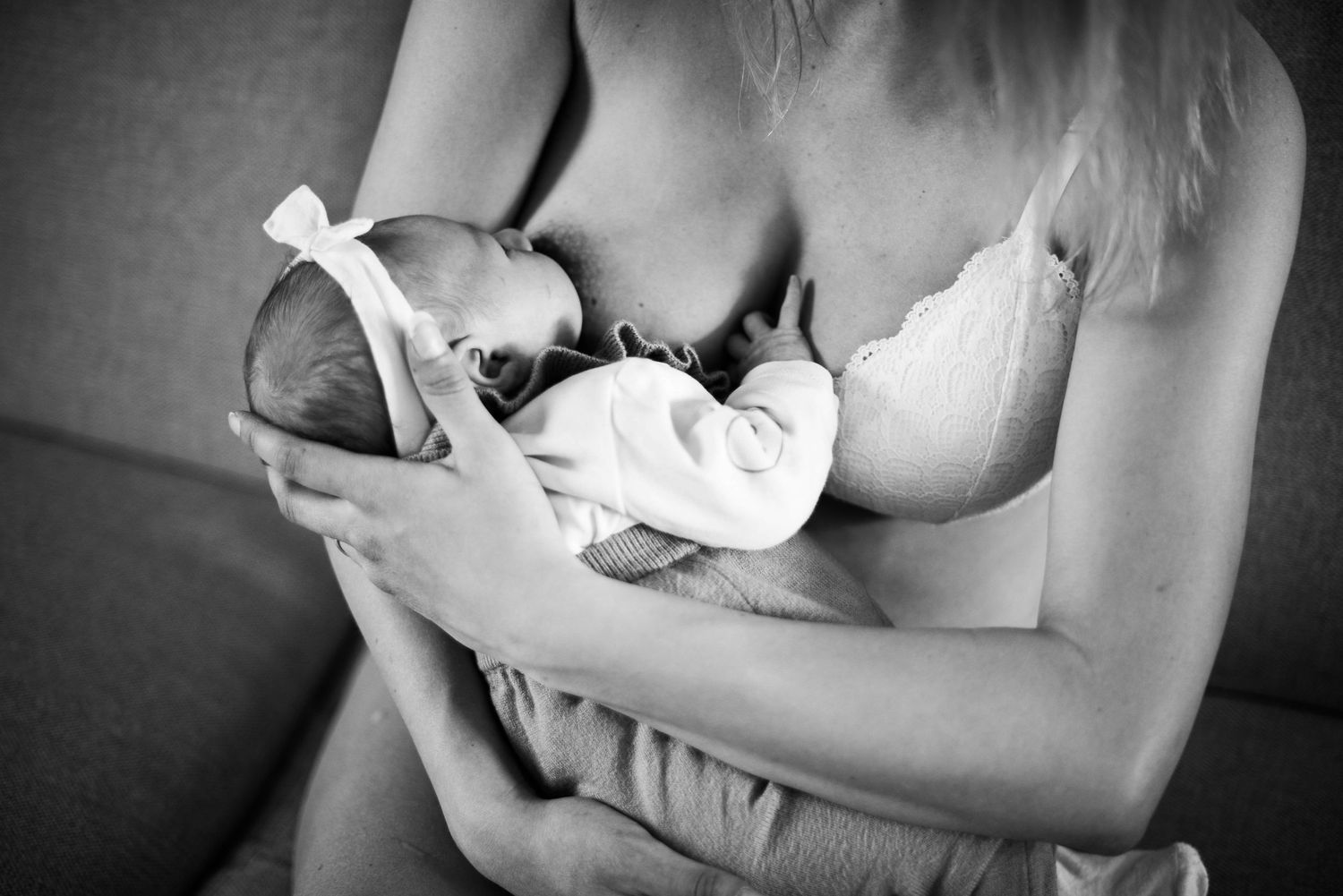 Black and white series showing tender moments of nurturing and care.