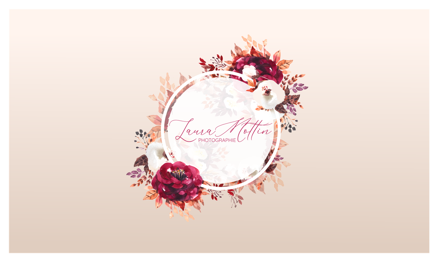 Feminine branding design with watercolor floral elements in soft pink tones.