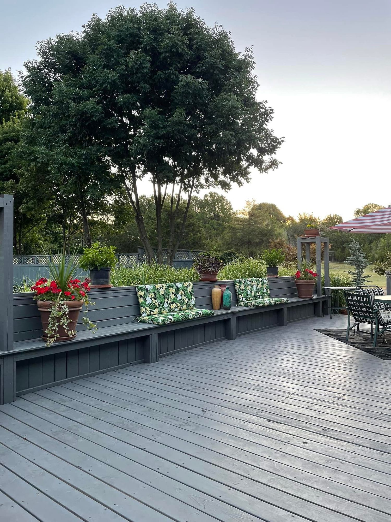 Deck with built in seating.