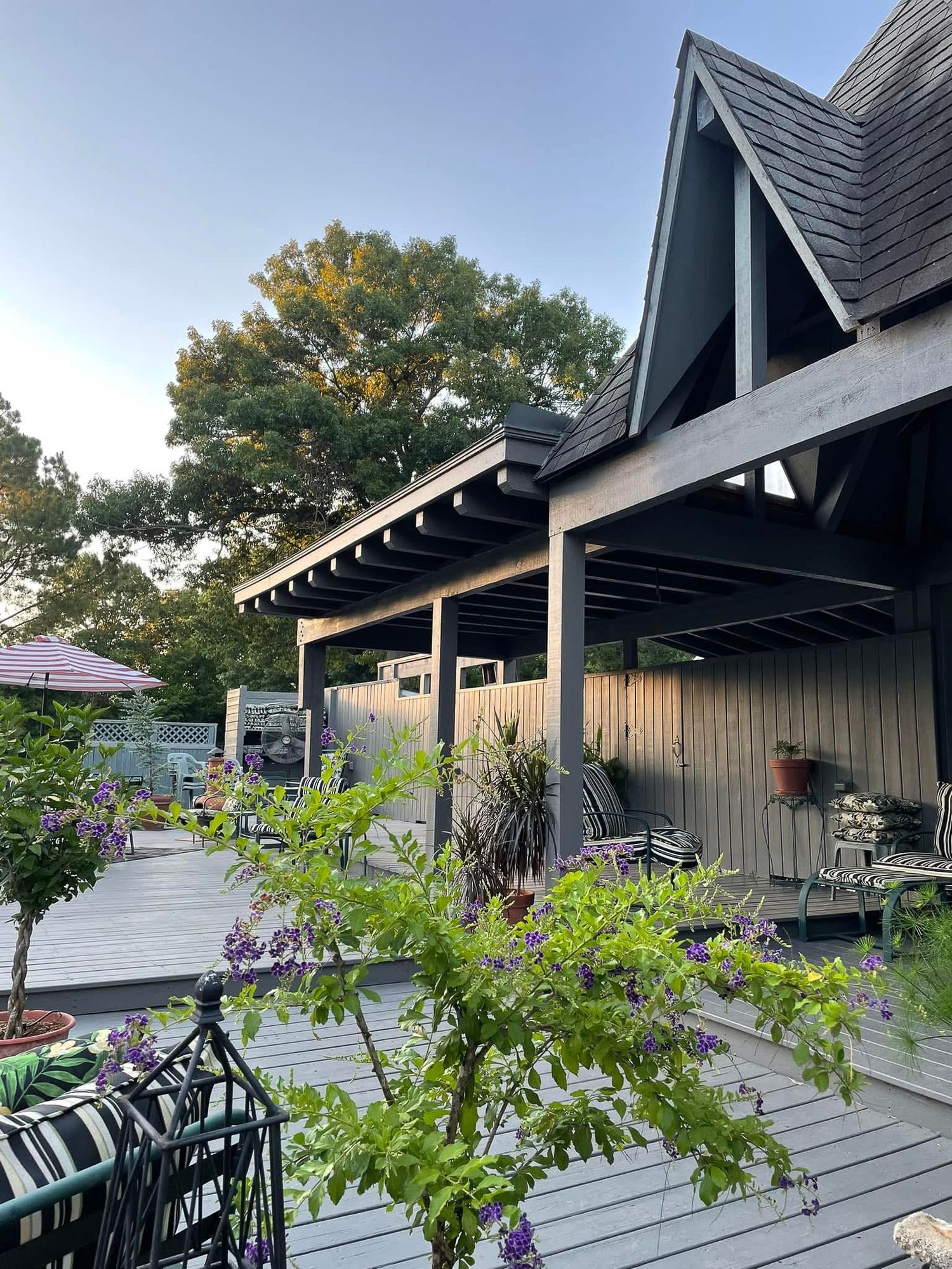 Covered outdoor spaces.