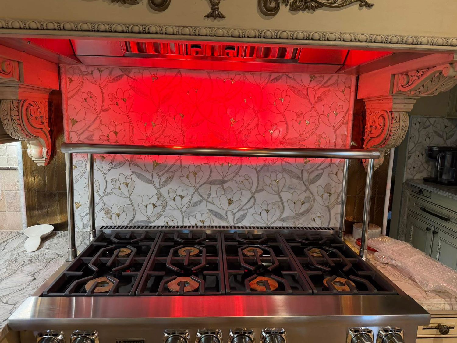 Mosaic tile kitchen backsplash