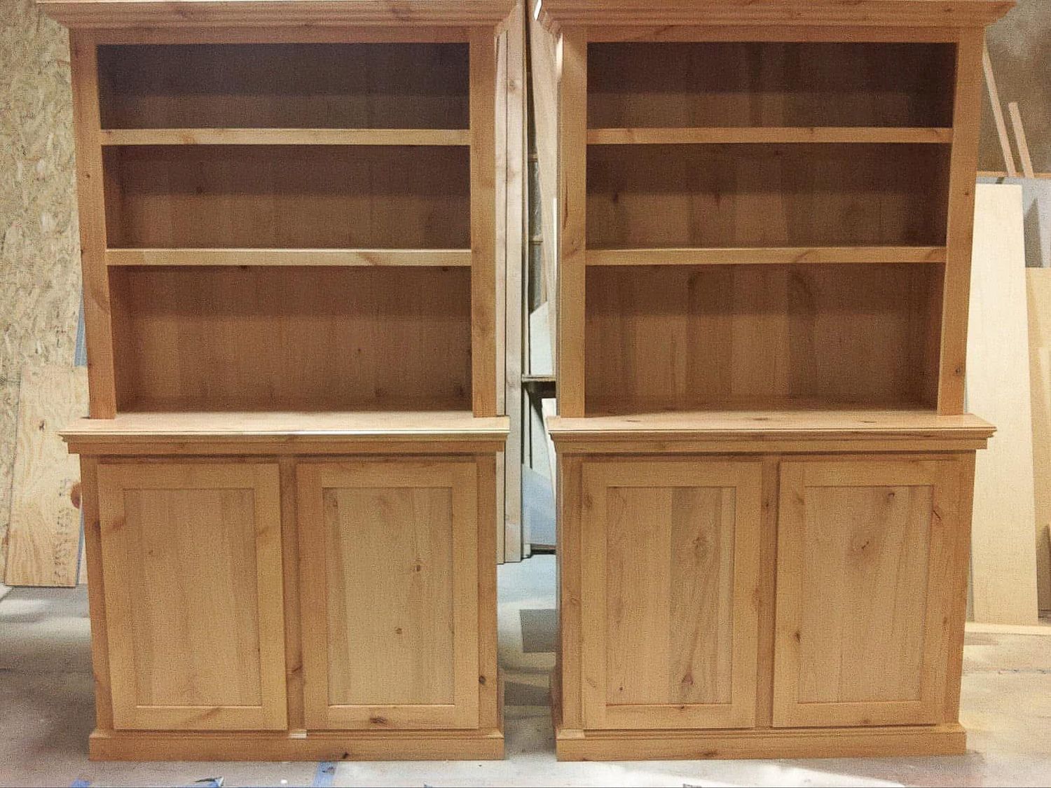 Home office book cases. Knotty alder wood with finish to match existing interior of home.