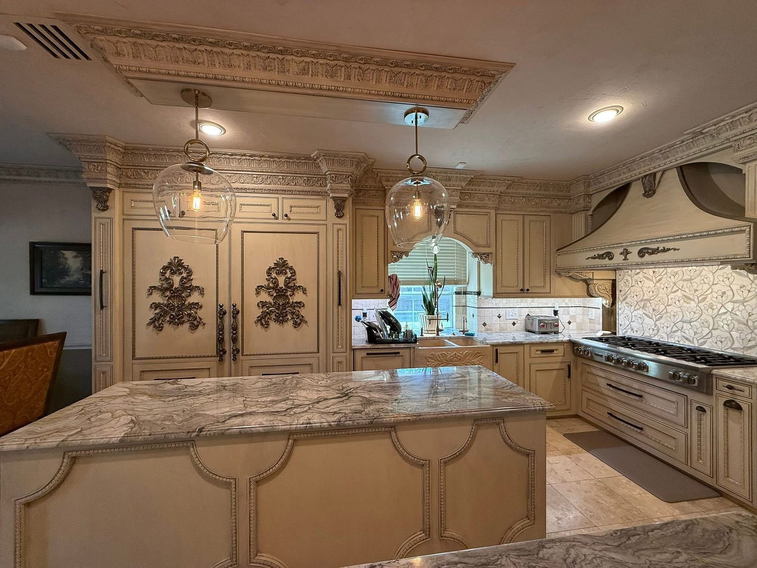 Custom built pendant light canopy
