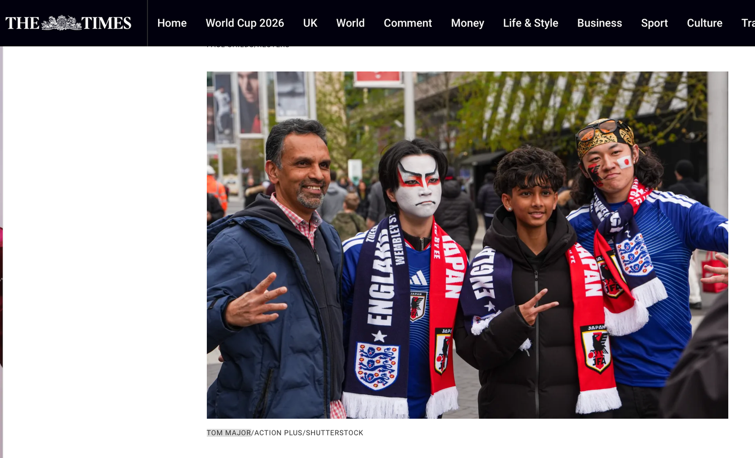 The Times - England and Japan Supporters