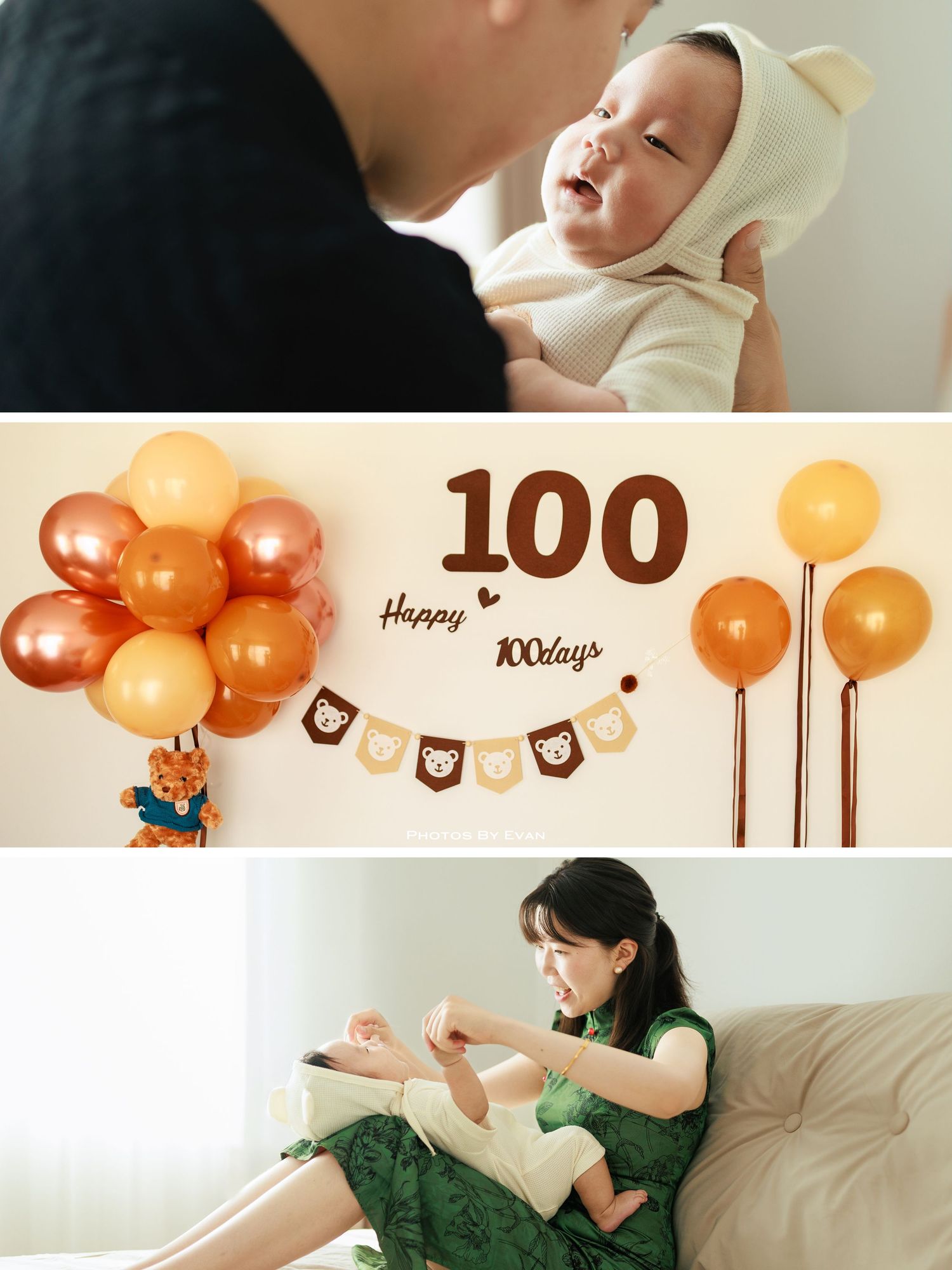 Sweet 100-day baby milestone celebration with balloons, decorations, and tender family moments.