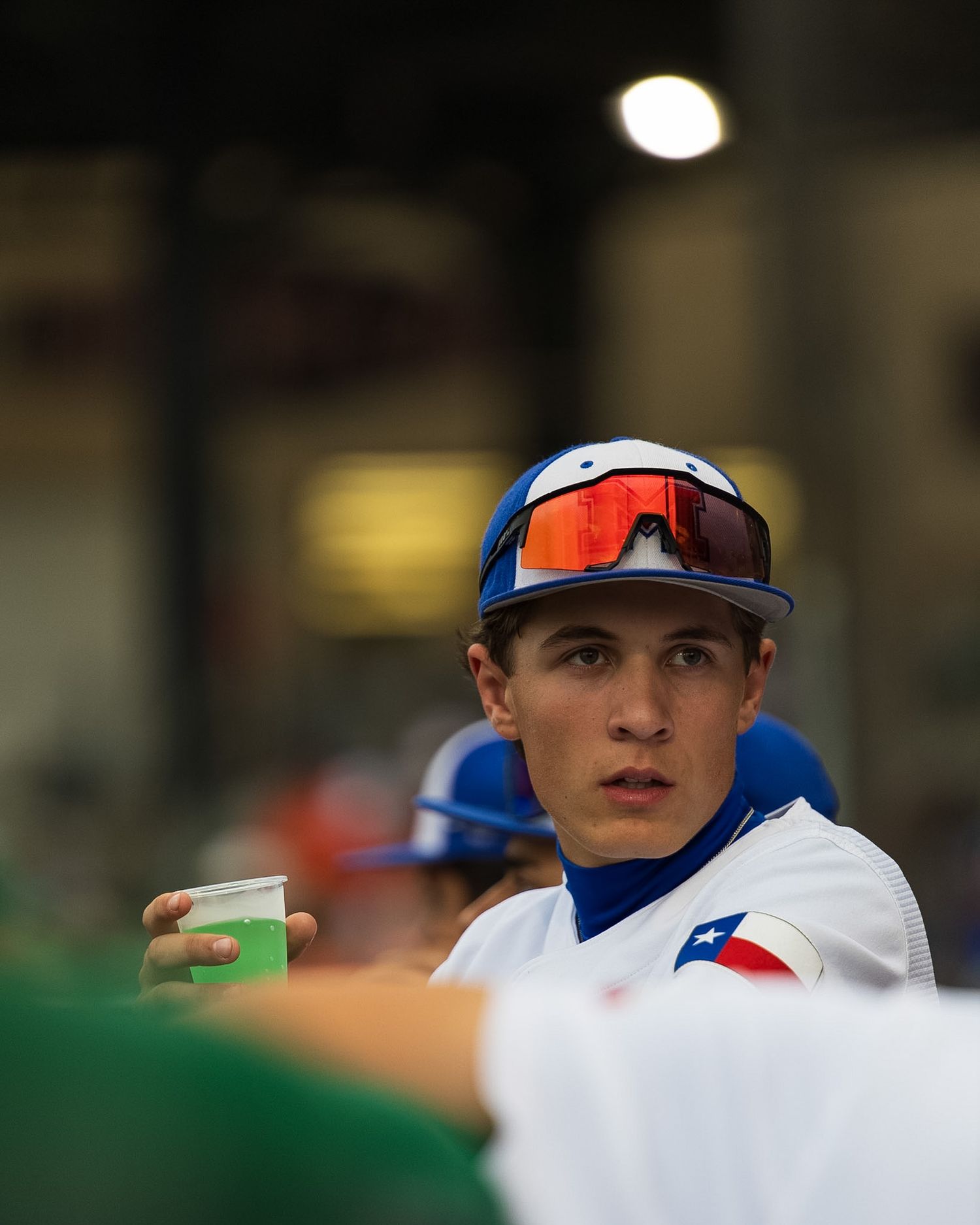 baseball player in the dugout