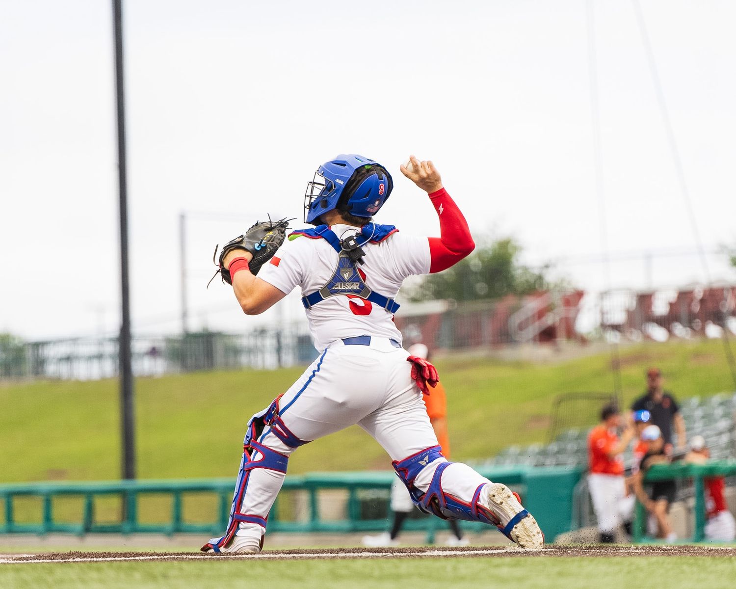 catcher throwing the ball