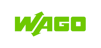Green Wago company logo with upward arrow incorporated into design.