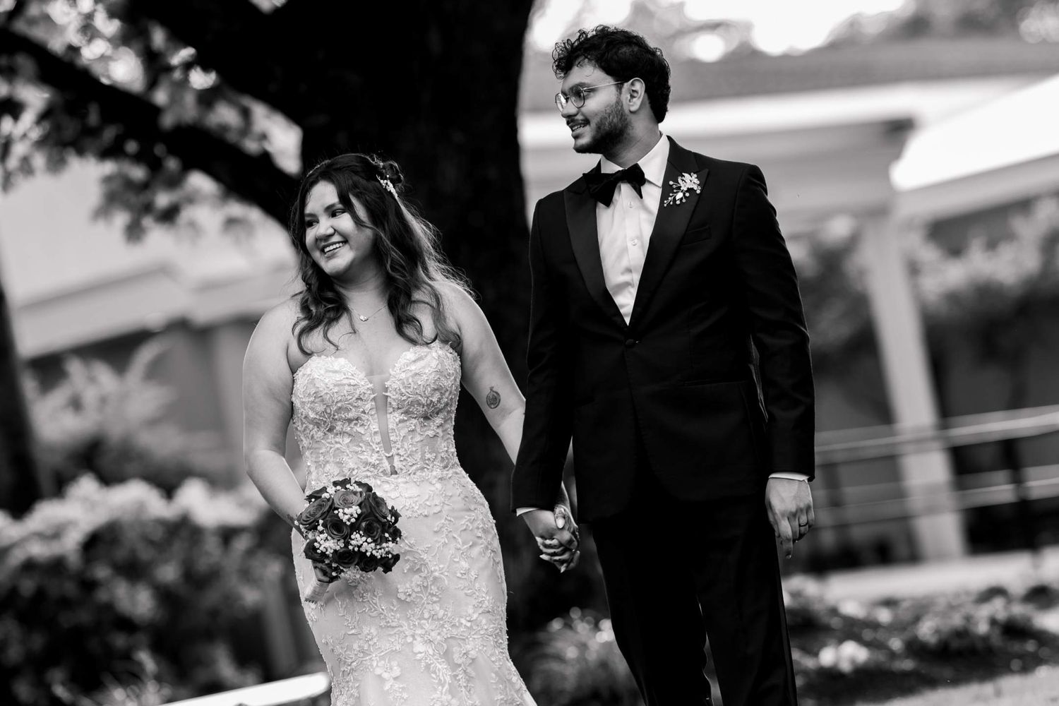 Memory Lane Studios intimate black and white wedding photography capturing romantic couple moments by wedding photographer Tharun Palla