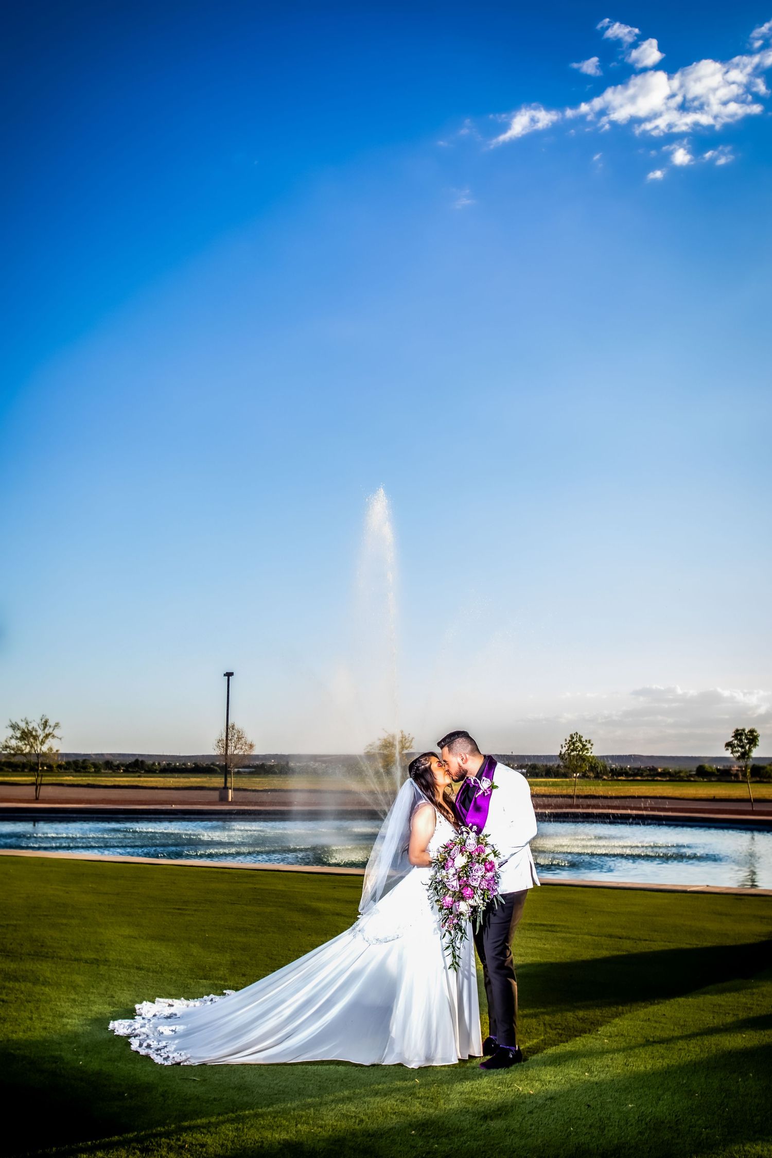 Elegant wedding portraits at Grace Gardens Ballroom, capturing romantic moments with lush gardens and elegant architecture.