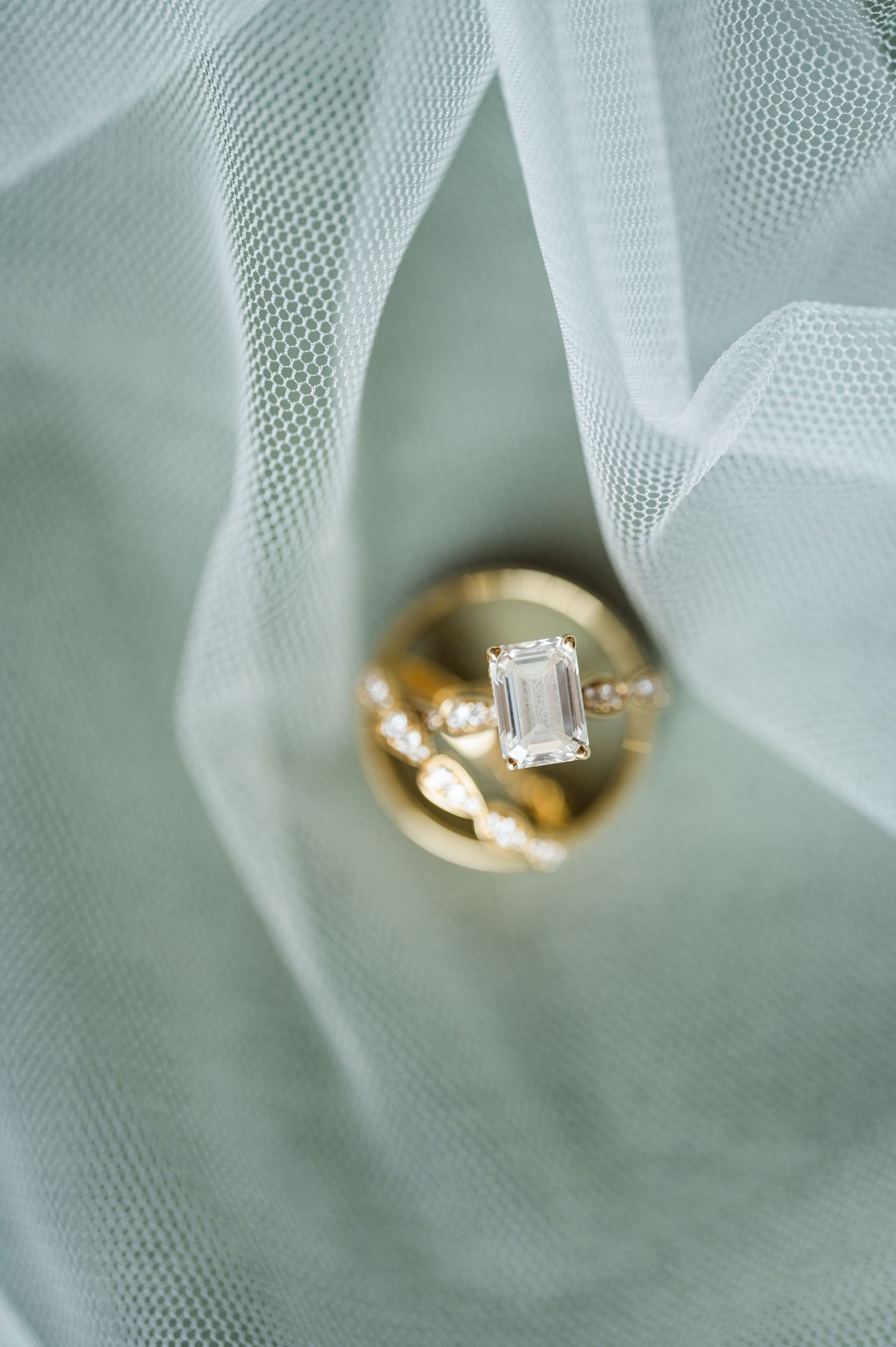 Gold wedding jewelry for Catholic wedding at St. Monica Catholic Church in Edmond, Oklahoma