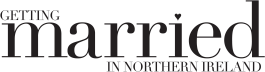 A black and white newspaper headline reads 'Getting Married in Northern Ireland' with decorative text styling.