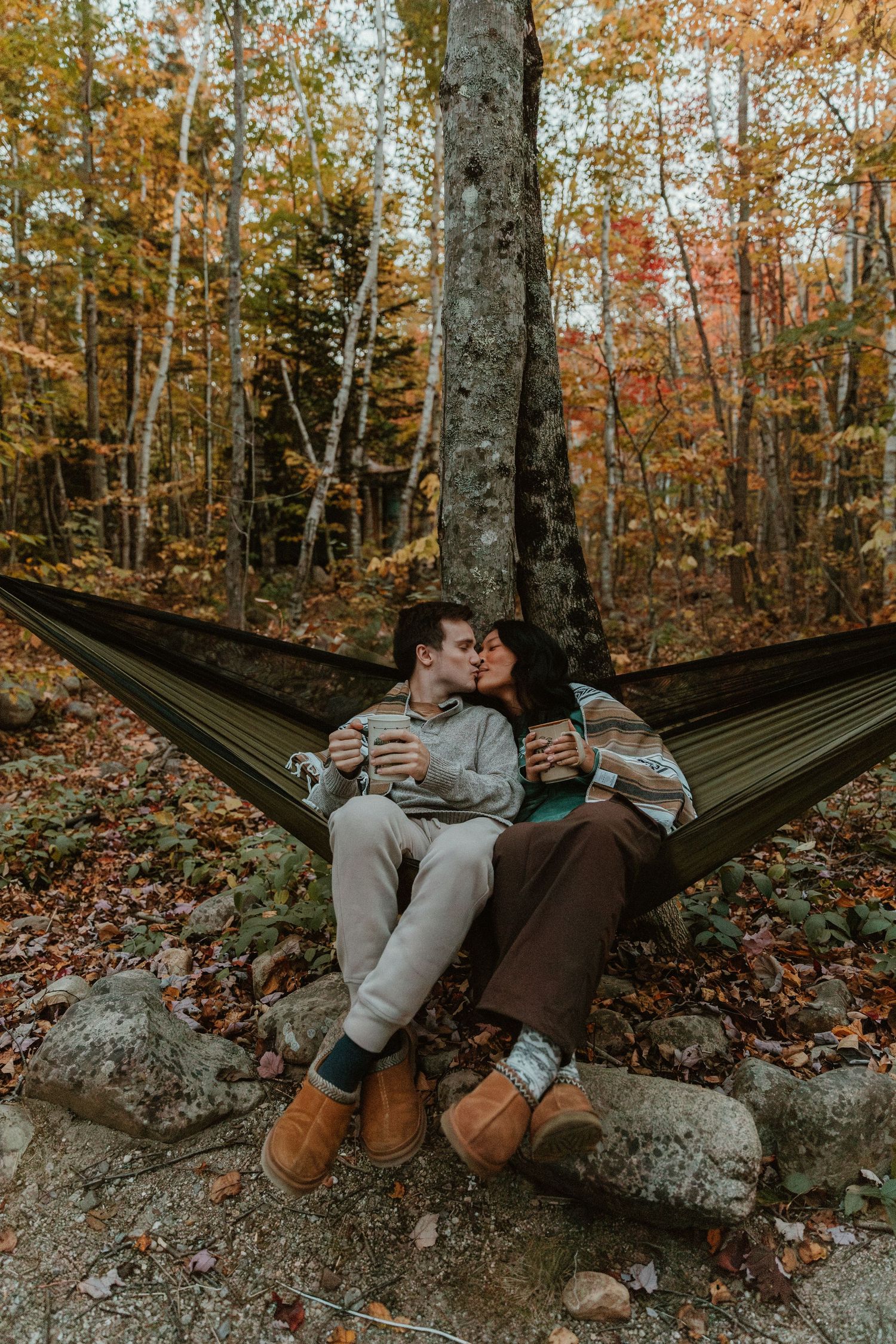 cozy couple camping