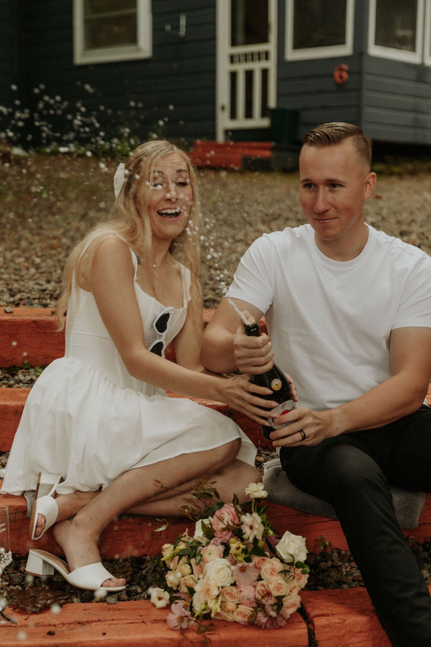 portraits and champagne popping