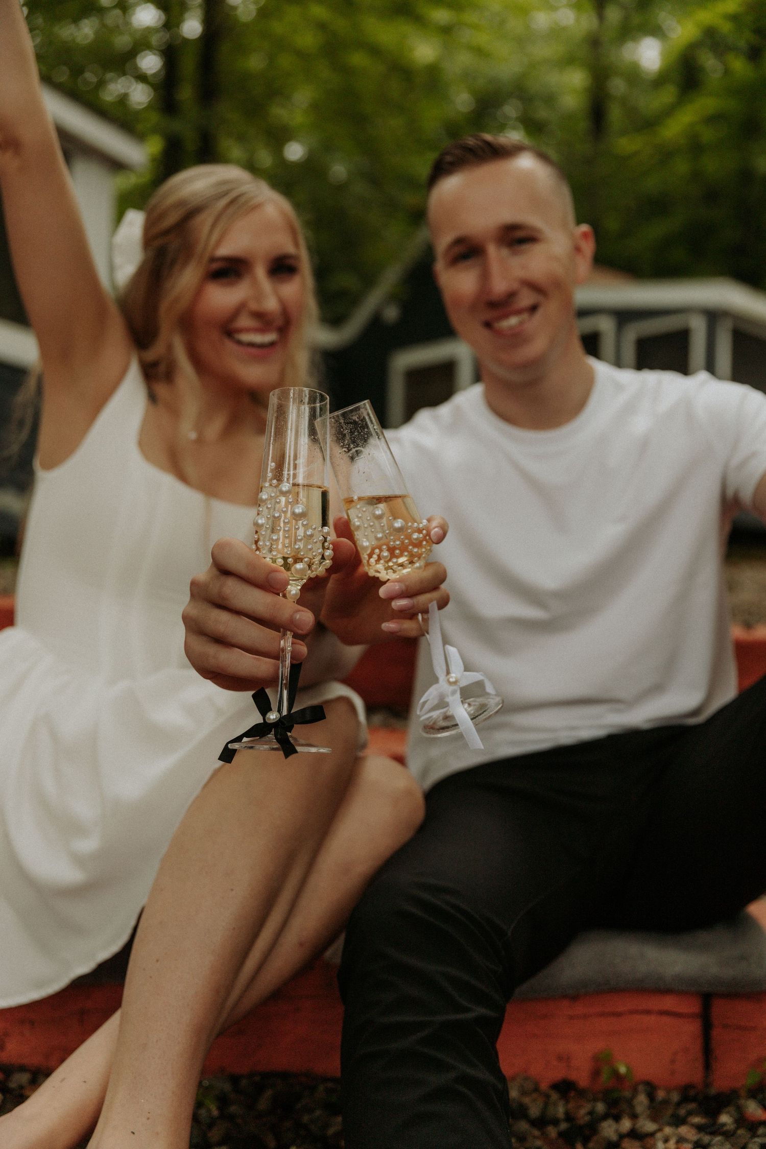 portraits and champagne popping