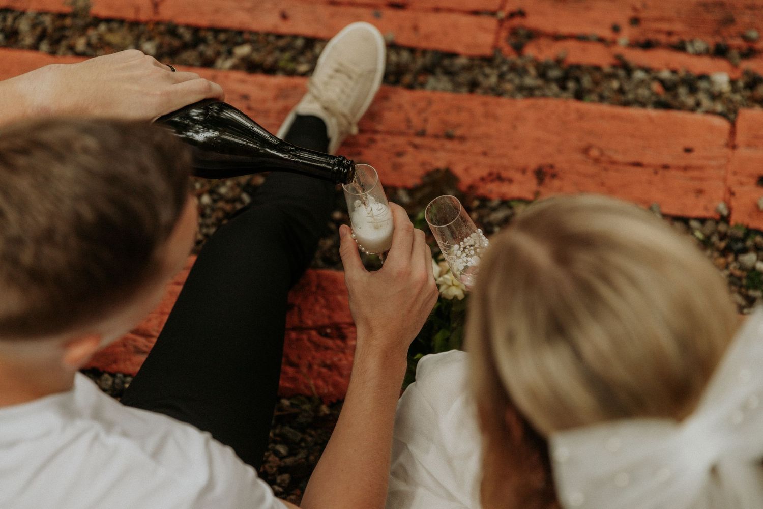 portraits and champagne popping