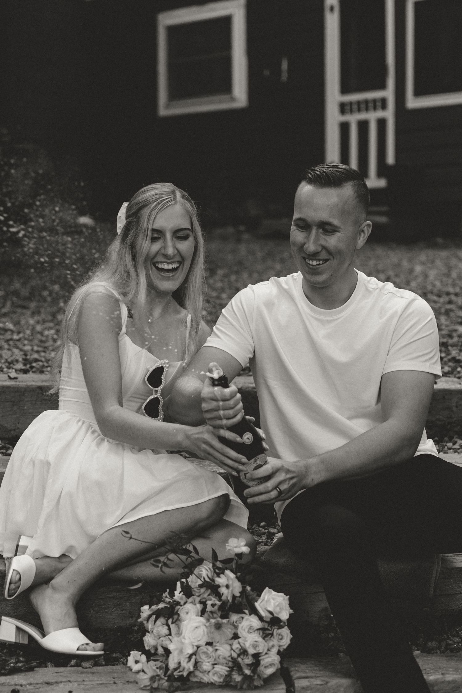 portraits and champagne popping