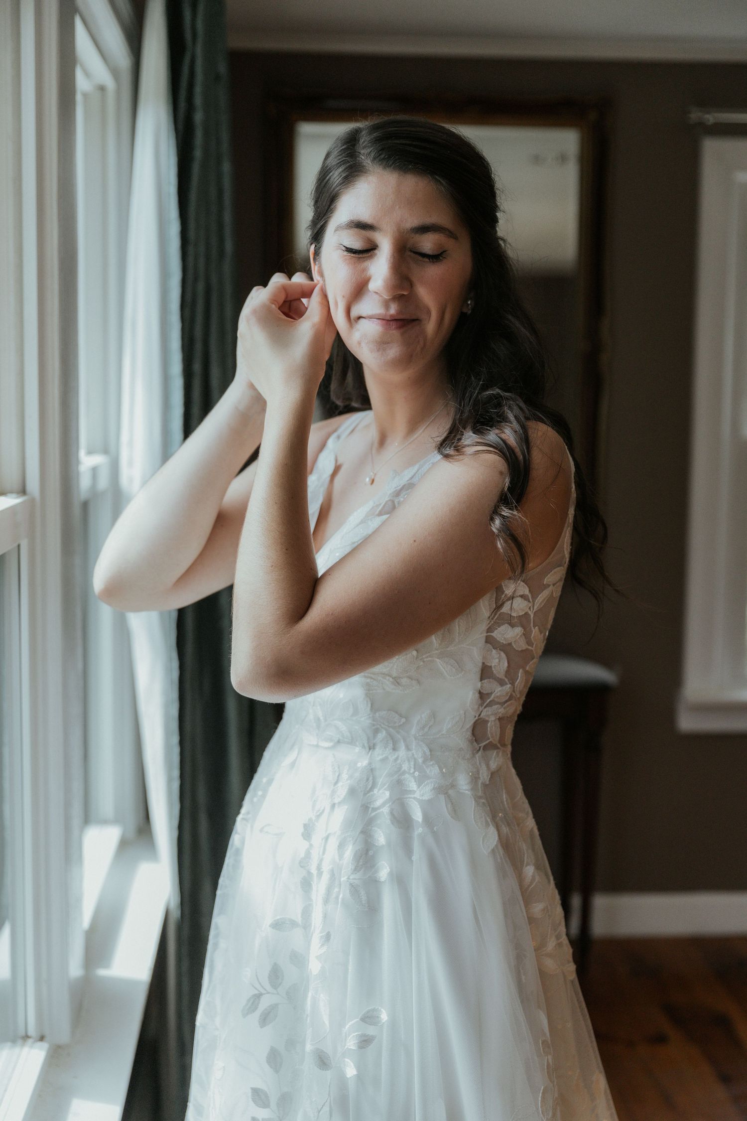 catholic wedding bride getting ready