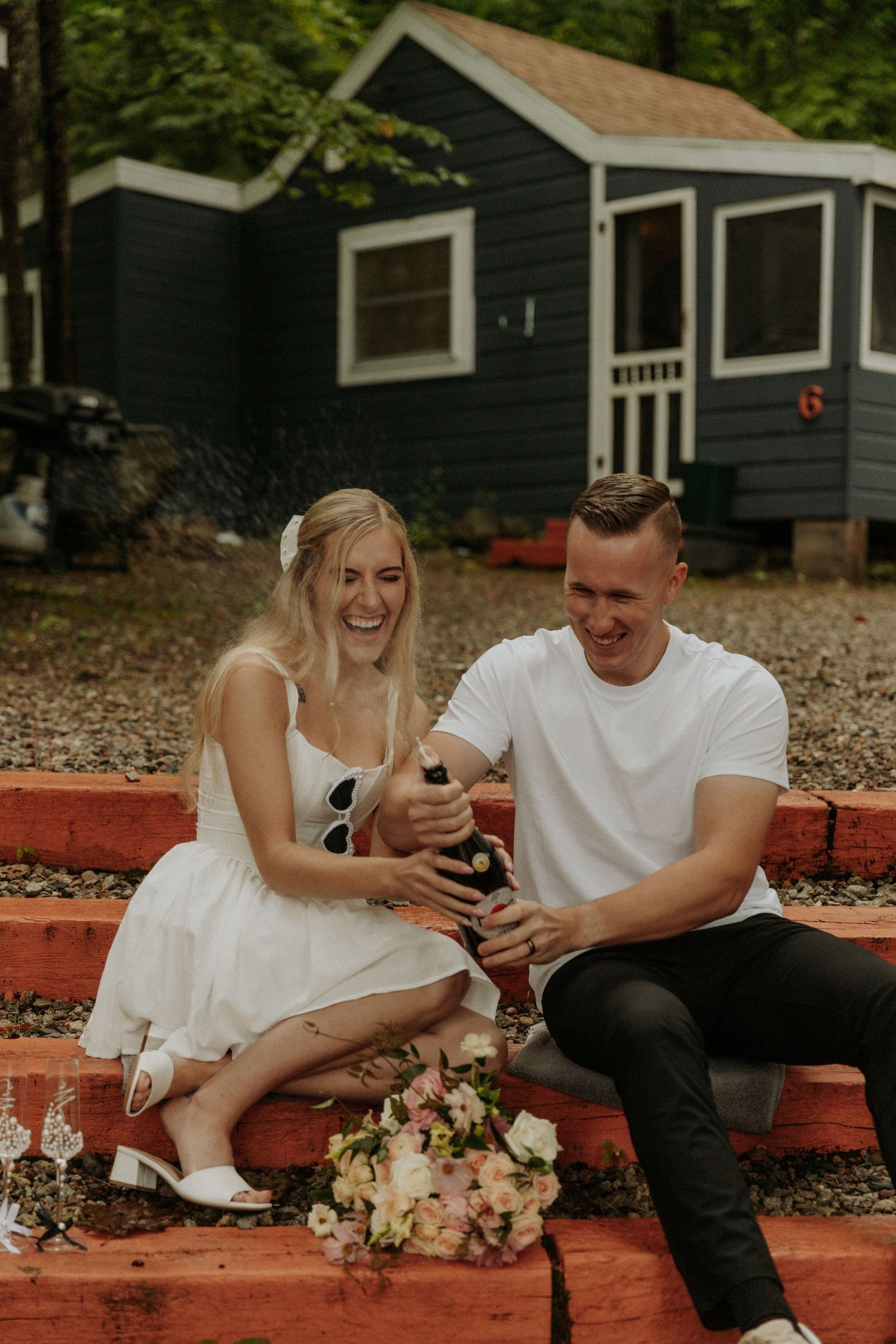 portraits and champagne popping