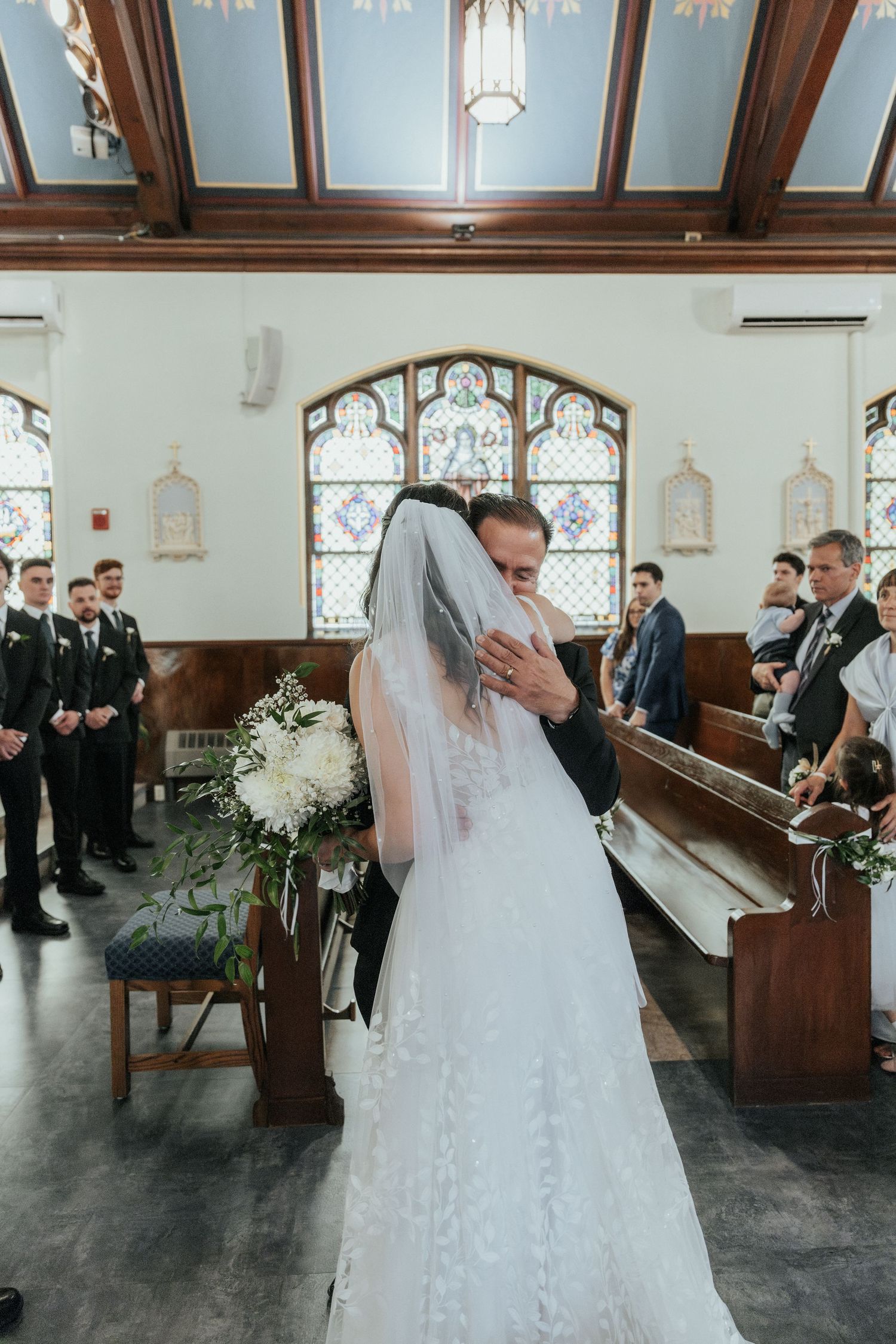 bride hugging father