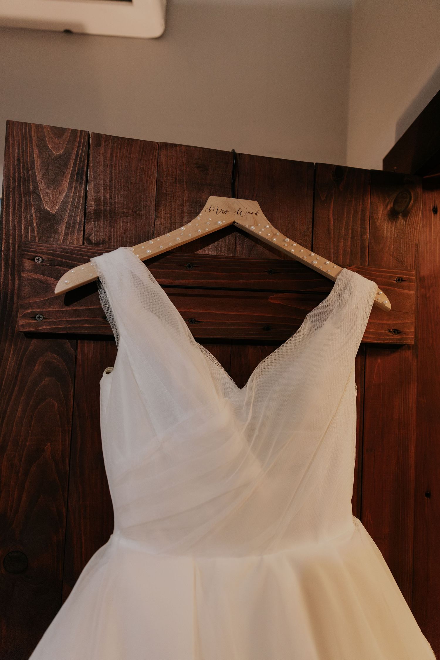 wedding dress hanging
