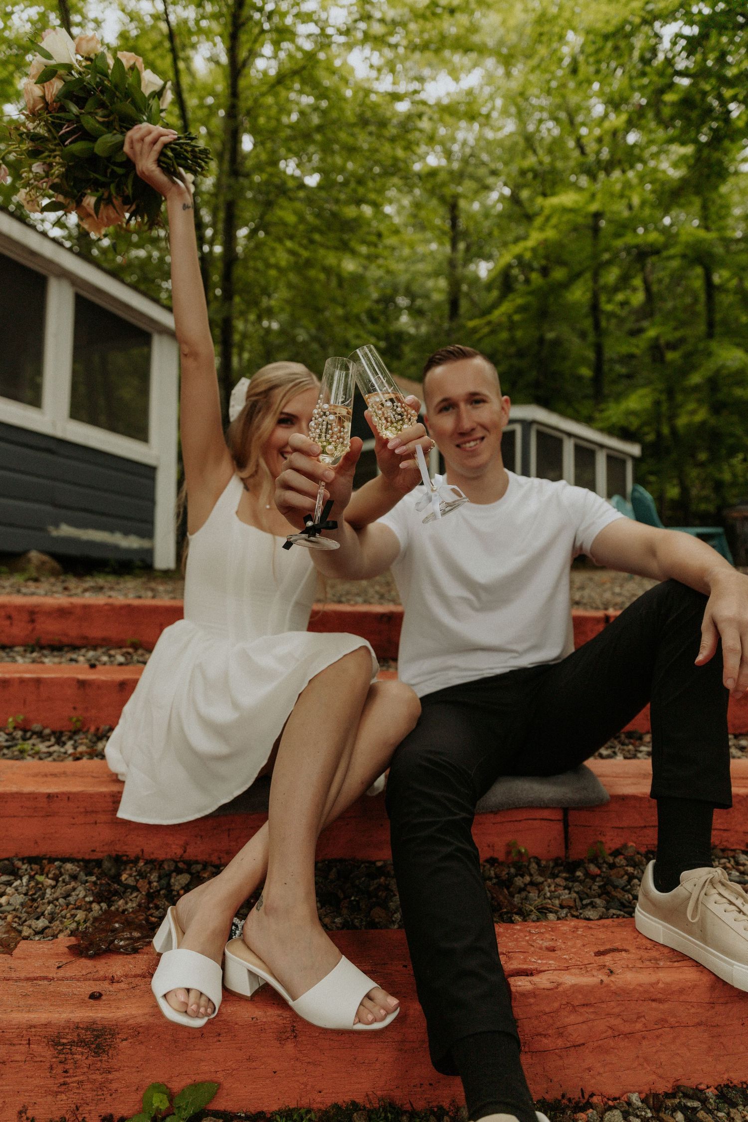portraits and champagne popping