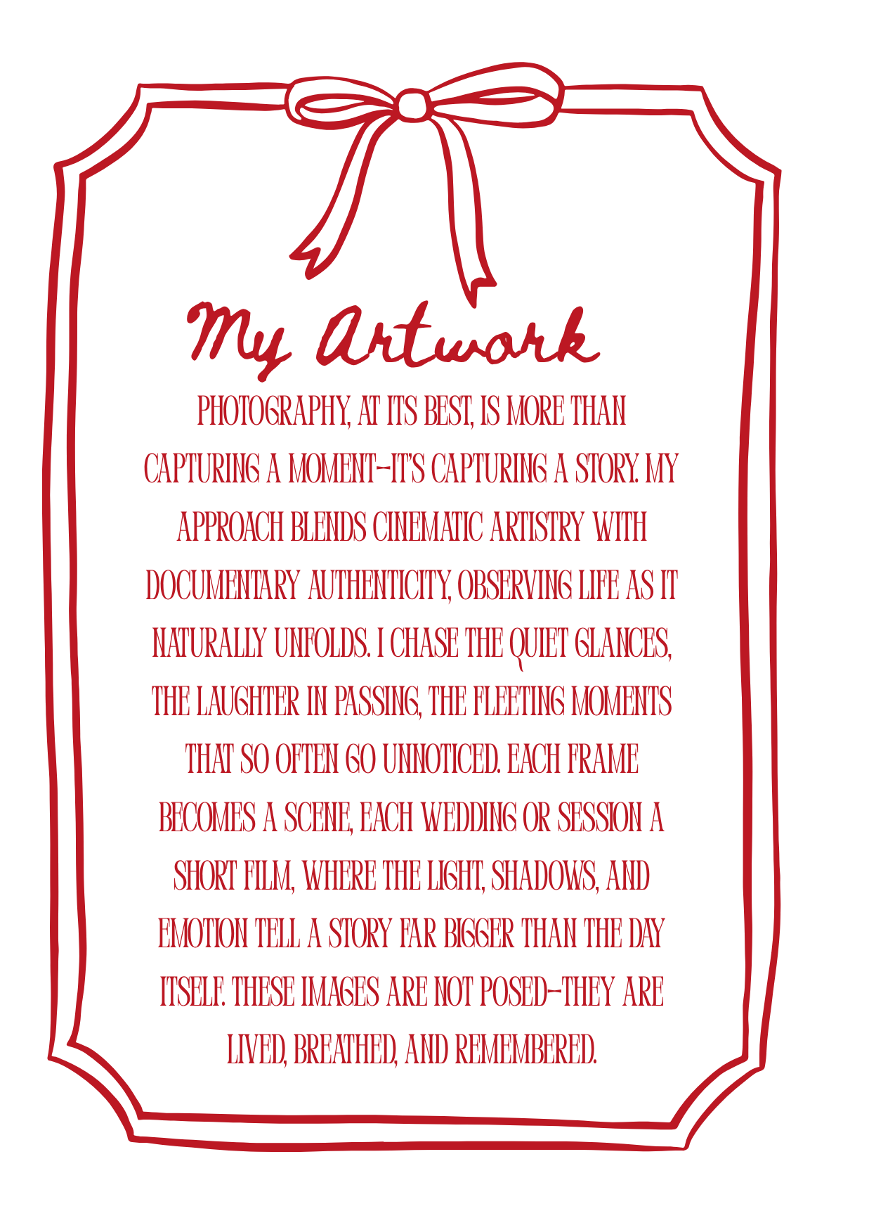 Red decorative frames with text snippets arranged in a row against a white background.