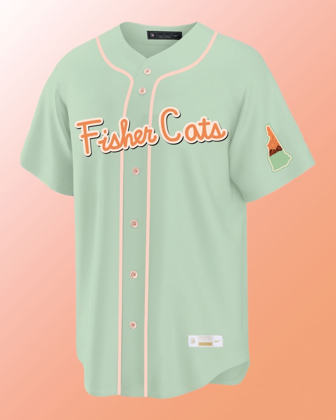 A mockup of a jersey for a rebrand concept for the New Hampshire Fisher Cats minor league baseball team.
