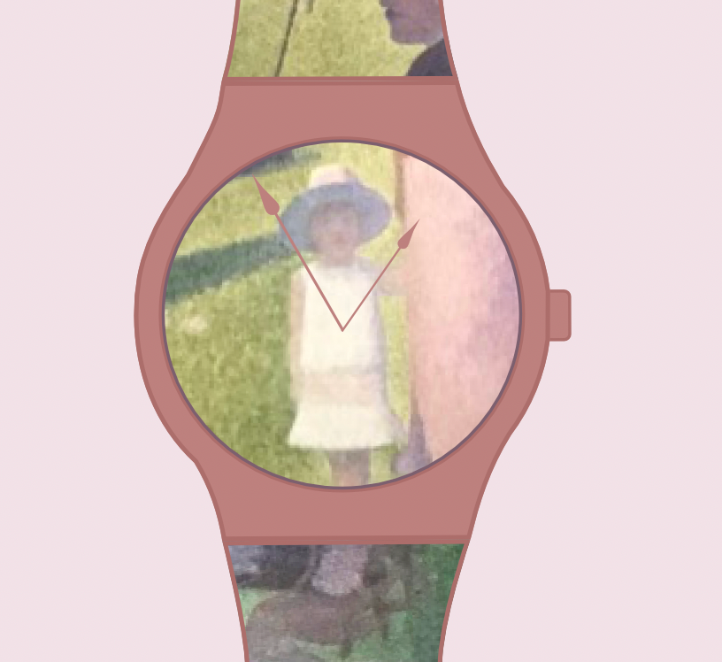 Concept image of a Swatch based on the painting A Sunday Afternoon on the Island of La Grande Jatte