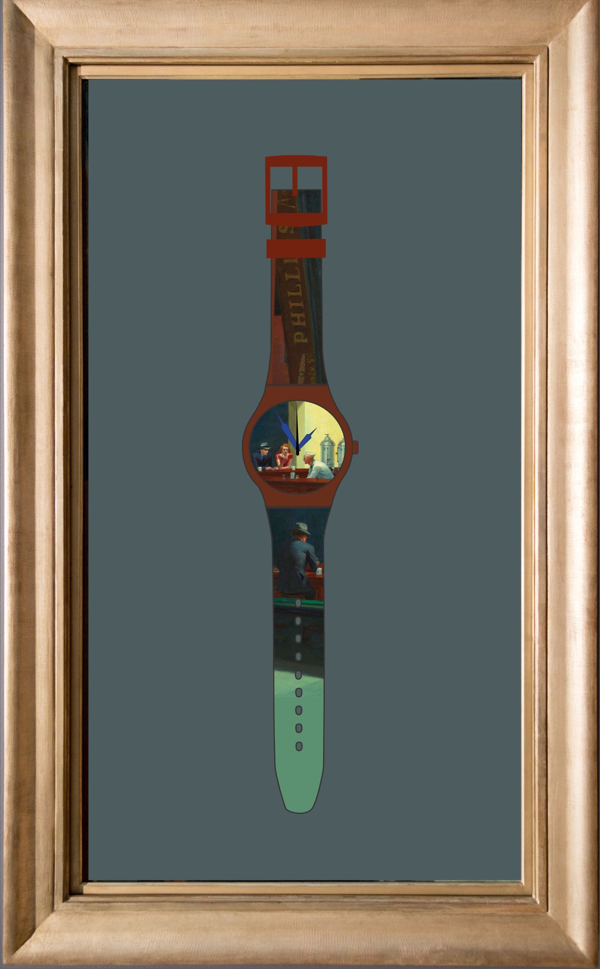 Concept image of a Swatch based on the painting Nighthawks