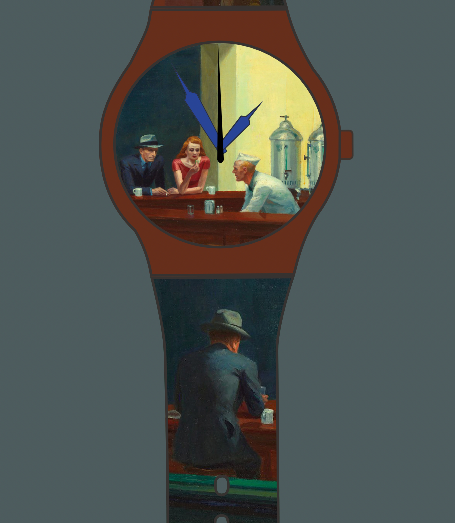 Concept image of a Swatch based on the painting Nighthawks